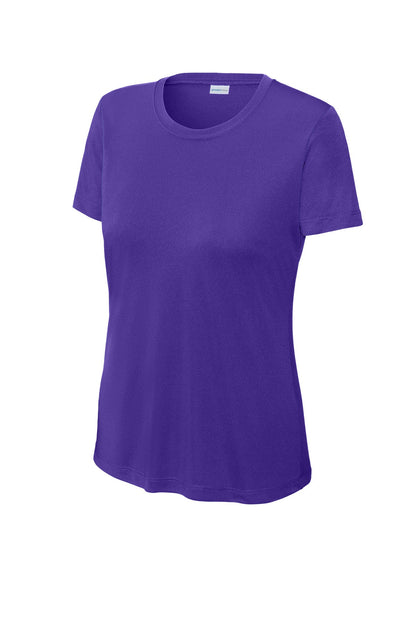 Front View of Purple Sport-Tek Women's PosiCharge Competitor Tee. LST350