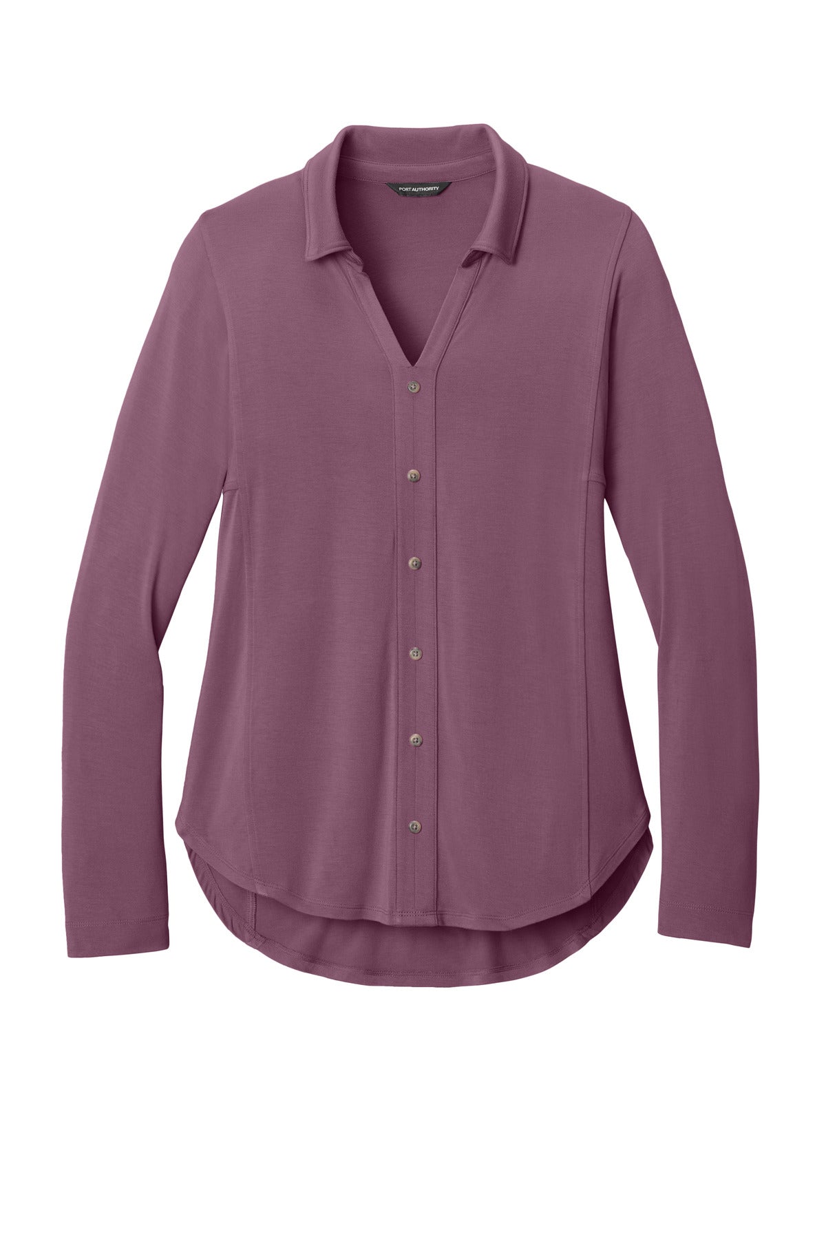 Front View of PurpleMist Port Authority Women's Luxe Knit Button Tunic LK5602