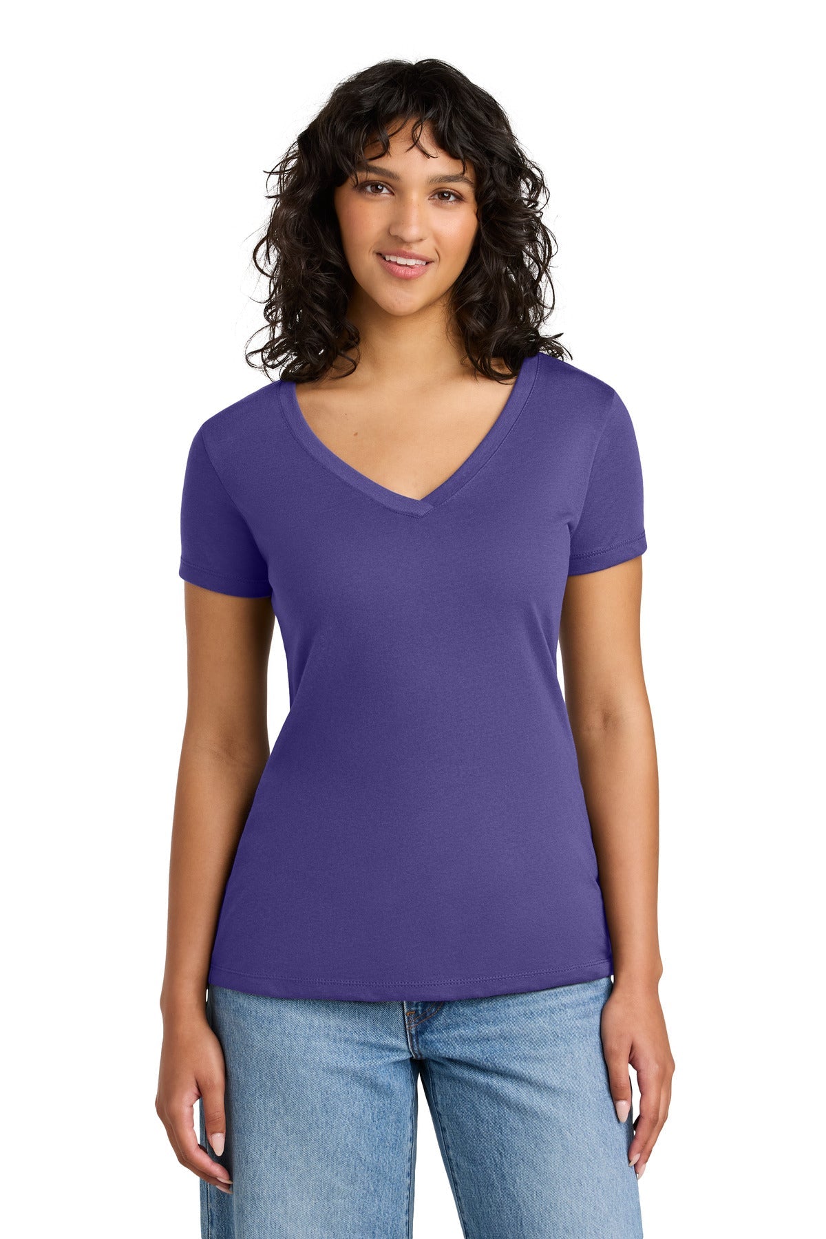 Front View of PurpleRush Next Level Apparel Women's Ideal V-Neck Tee NL1540