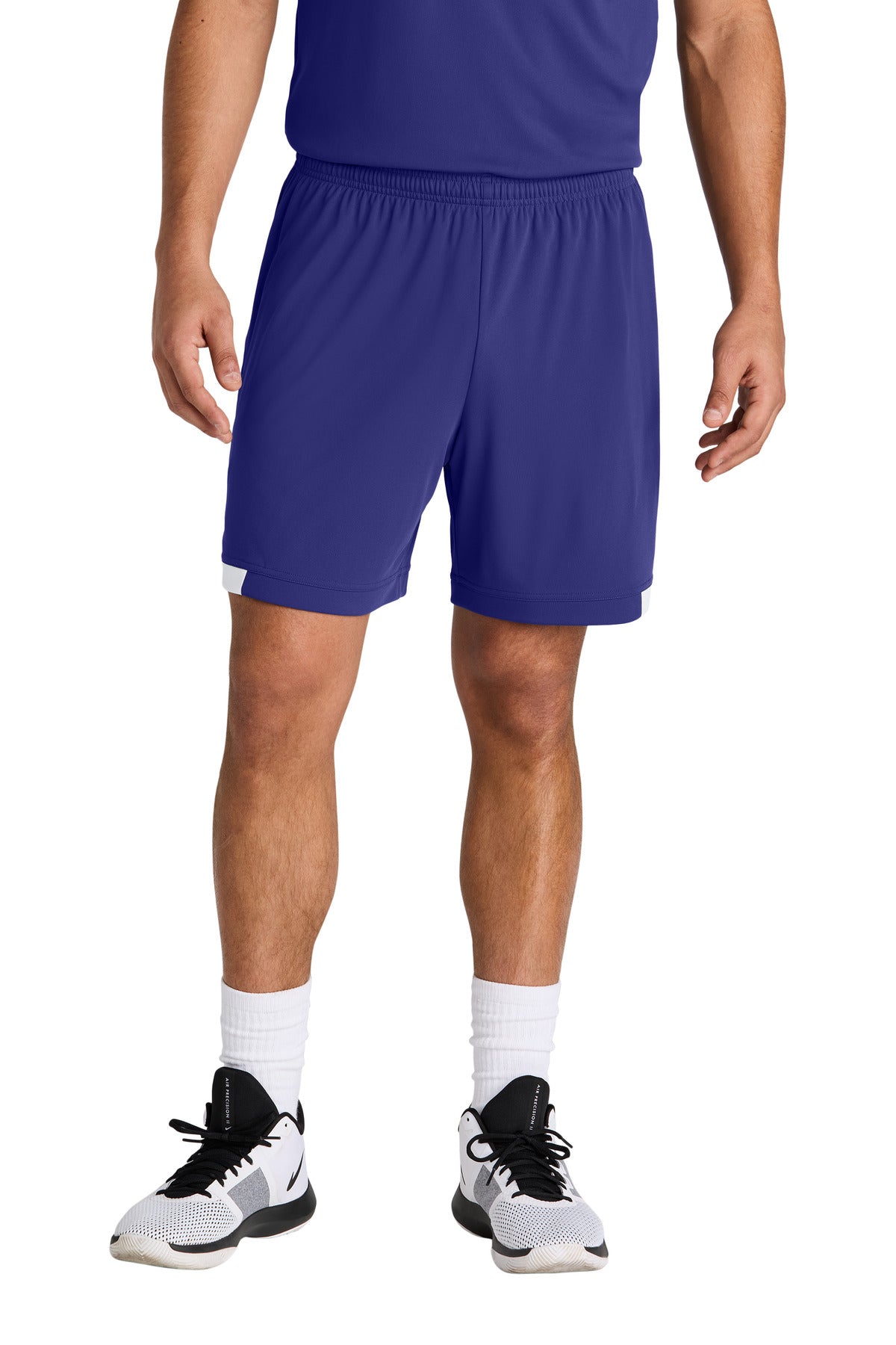 Front View of Purple/Wh Sport-Tek Club 7" Short ST442