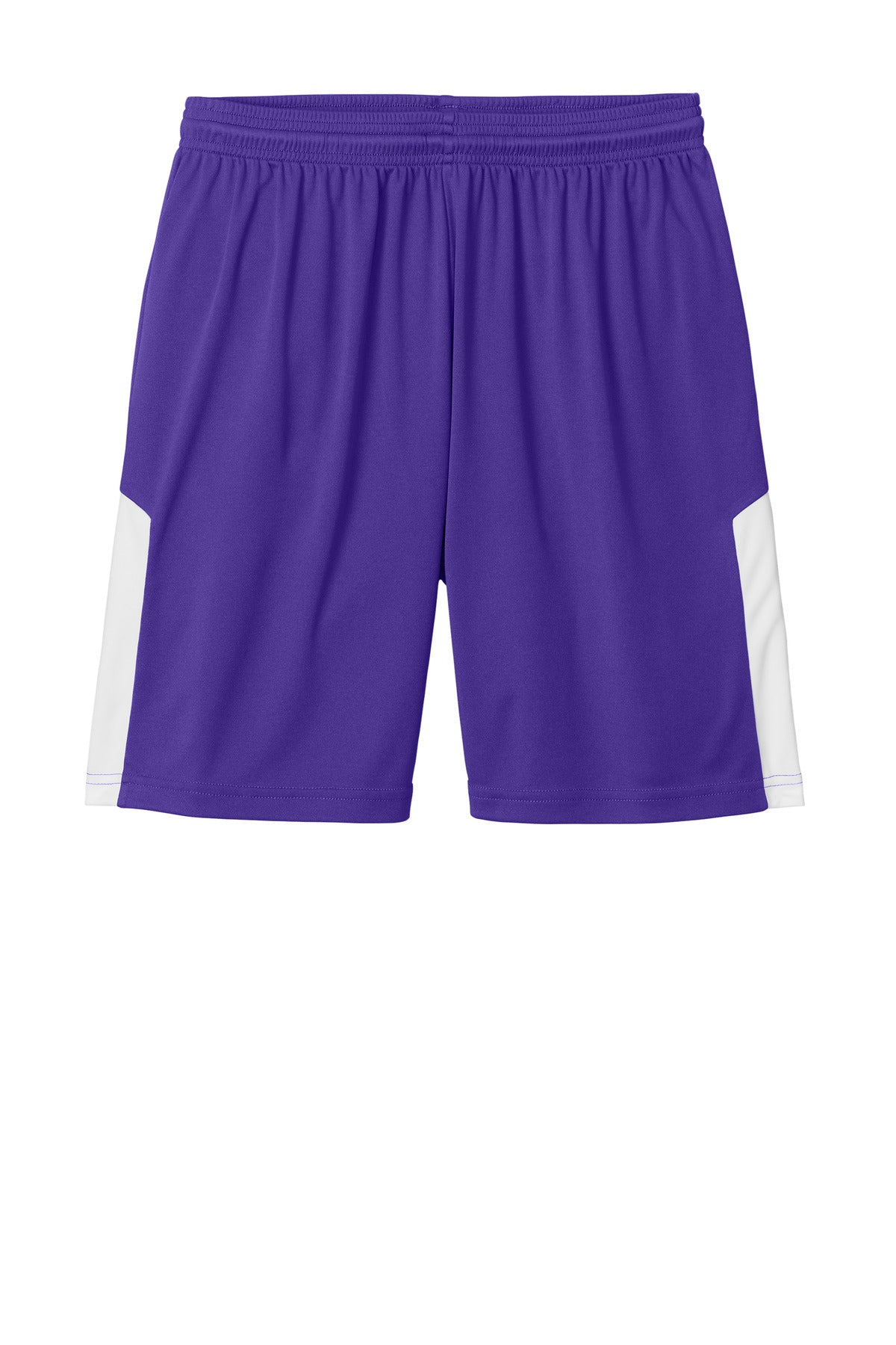Front View of Purple/Wh Sport-Tek Competitor United 7" Short ST103