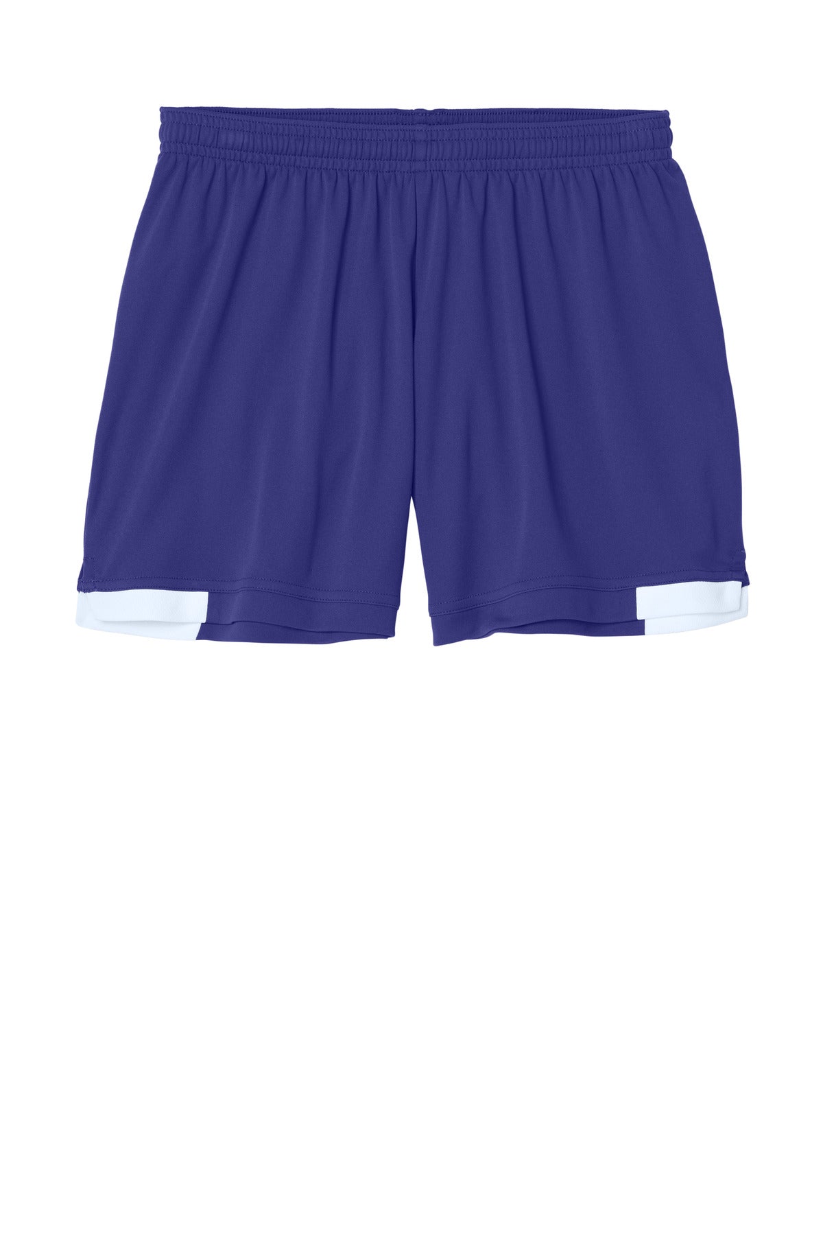 Front View of Purple/Wh Sport-Tek Women's Club 5" Short LST442