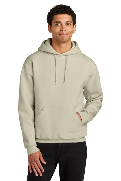 Front View of Putty Jerzees Rugged Unisex Hooded Sweatshirt H12M