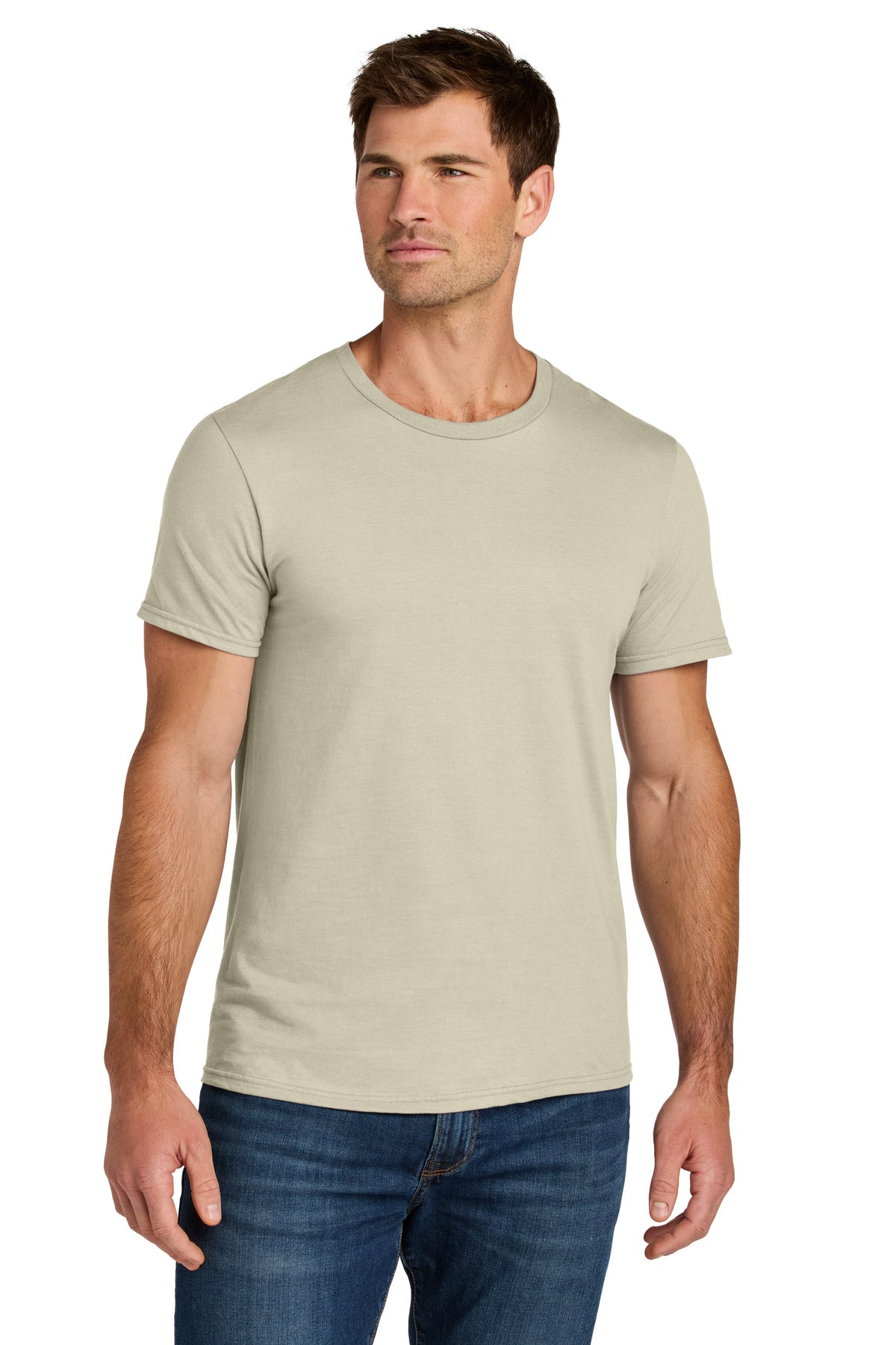 Front View of Putty Jerzees Ultimate Unisex Ring Spun T-Shirt IC46M