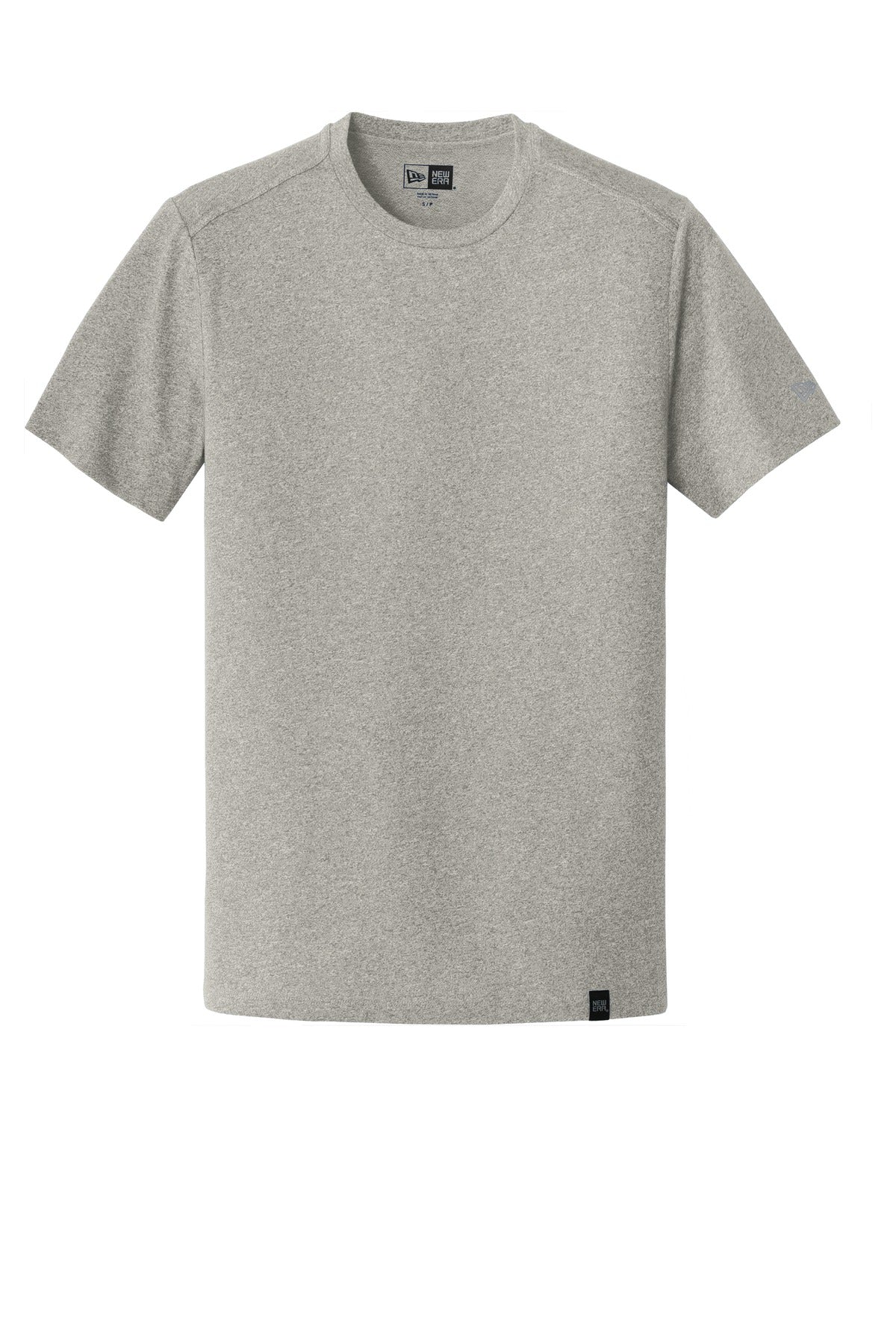 Front View of Rainstrm Gry H New Era Heritage Blend Crew Tee. NEA100