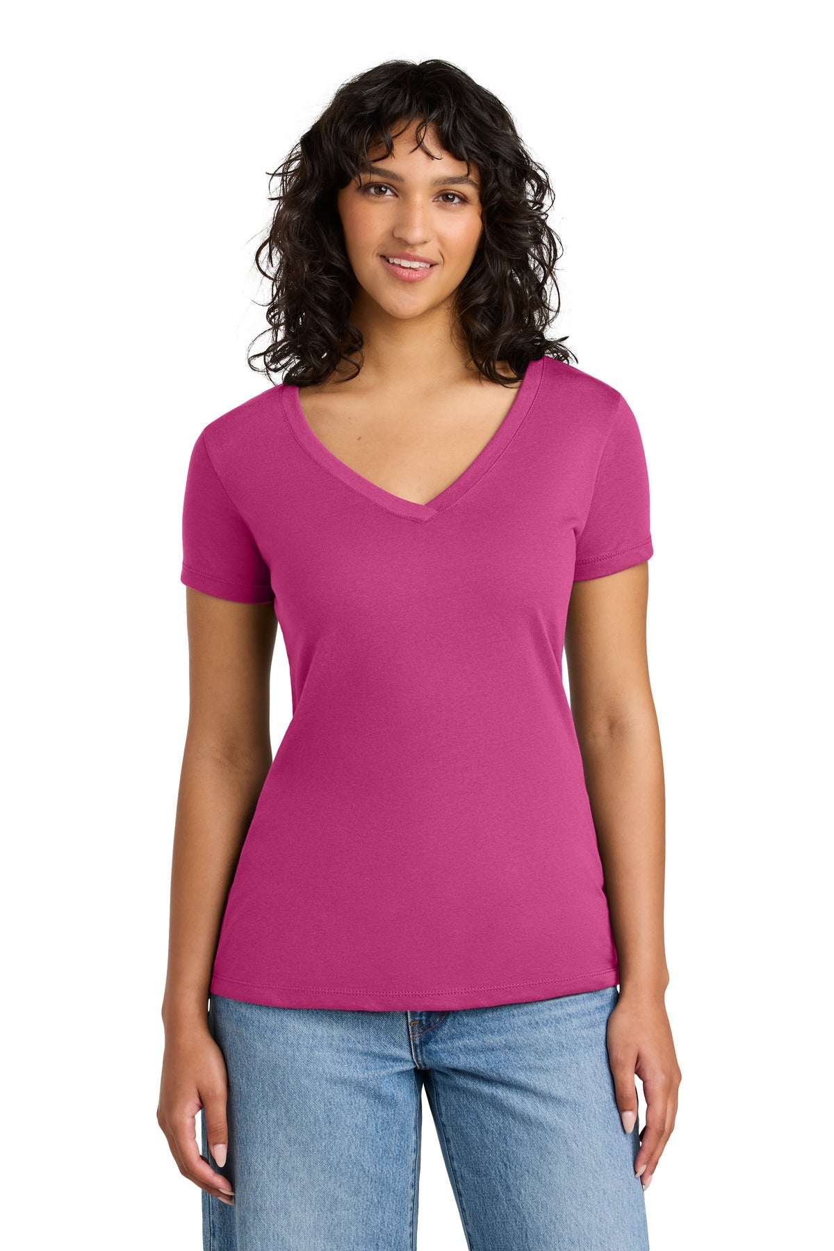 Front View of Raspberry Next Level Apparel Women's Ideal V-Neck Tee NL1540