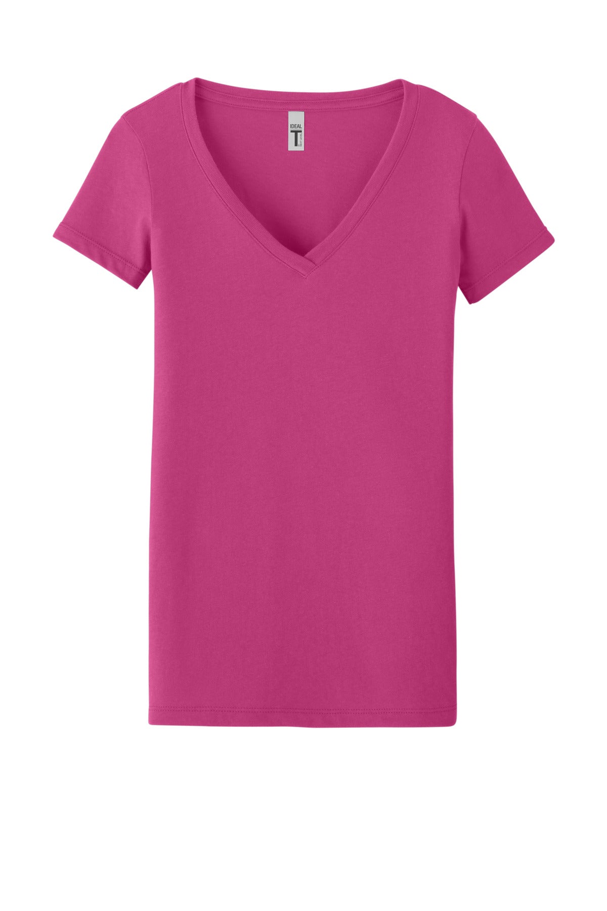 Front View of Raspberry Next Level Apparel Women's Ideal V-Neck Tee NL1540
