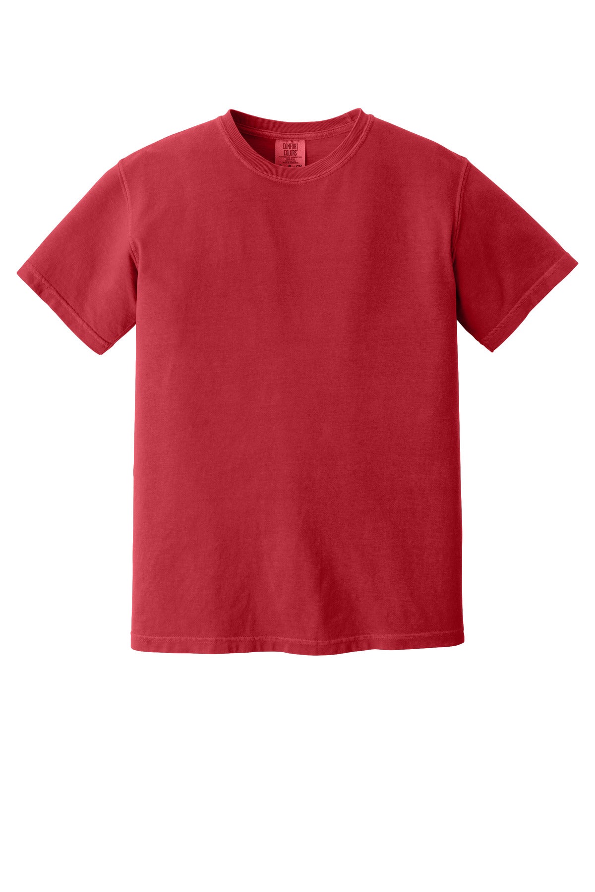 Front View of Red COMFORT COLORS Heavyweight Ring Spun Tee. 1717