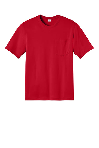 Front View of Red CornerStone Workwear Pro Short Sleeve Pocket Tee CS440P