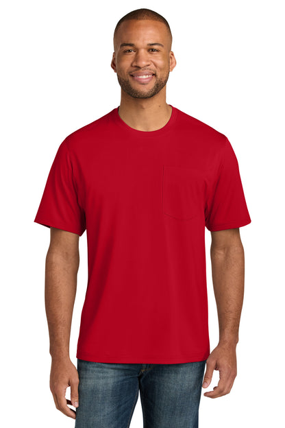Front View of Red CornerStone Workwear Pro Short Sleeve Pocket Tee CS440P