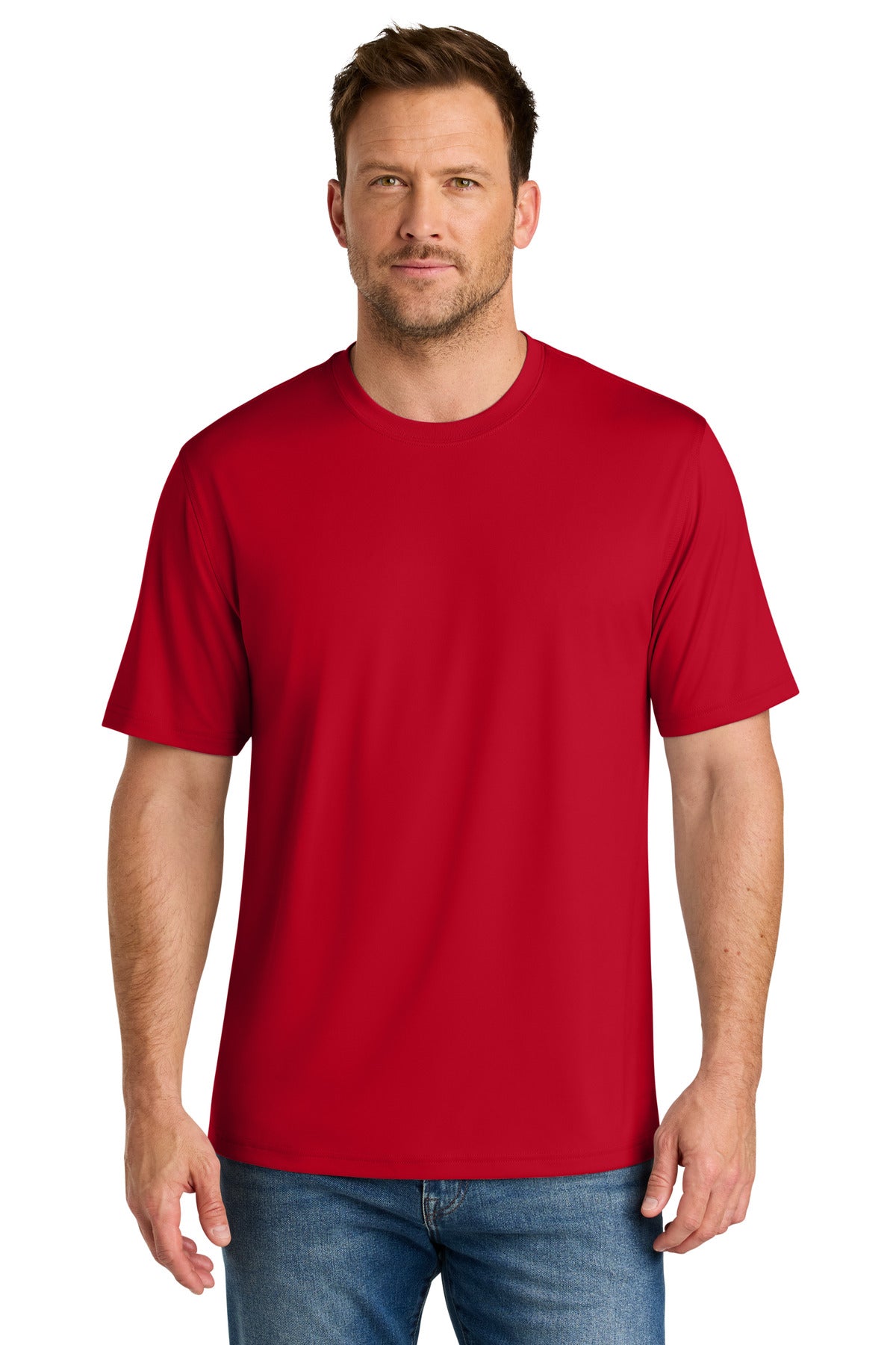 Front View of Red CornerStone Workwear Pro Short Sleeve Tee CS440