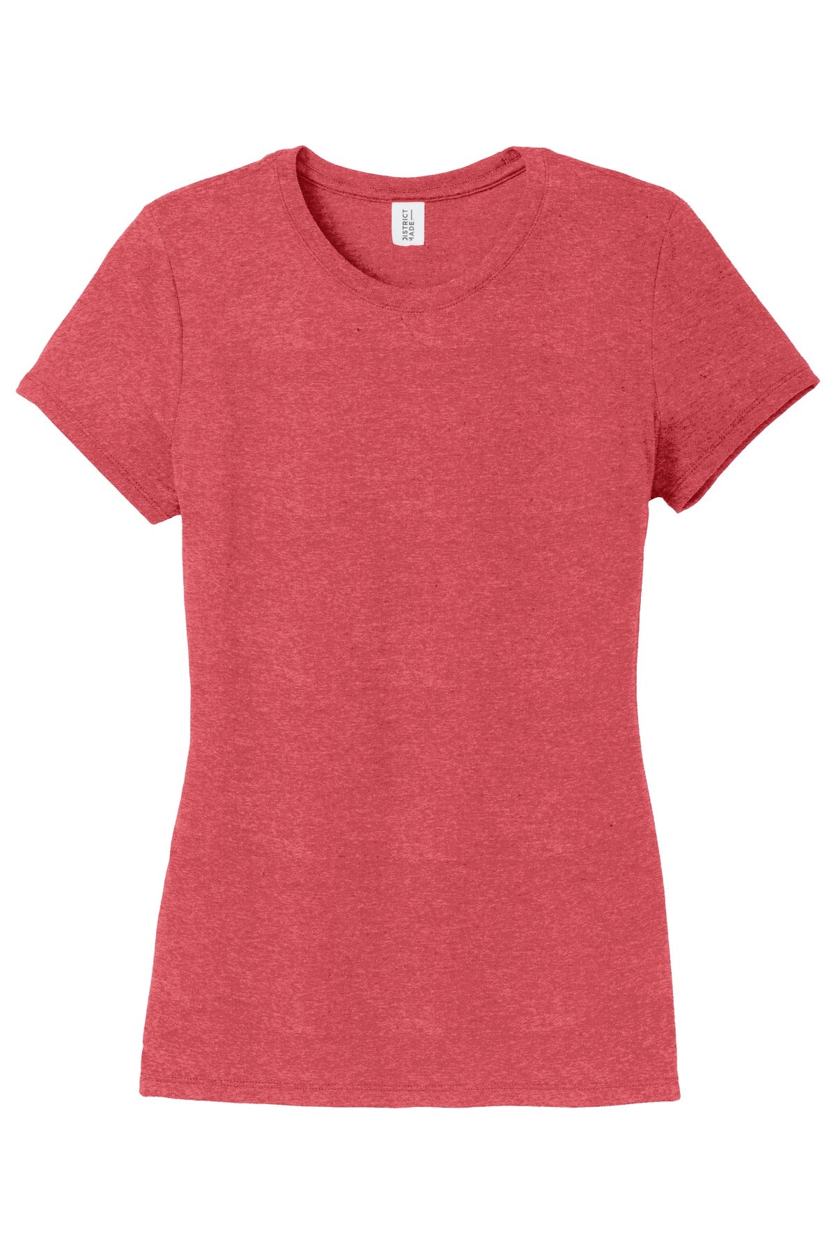 Front View of Red Frost District Women's Perfect Tri Tee. DM130L