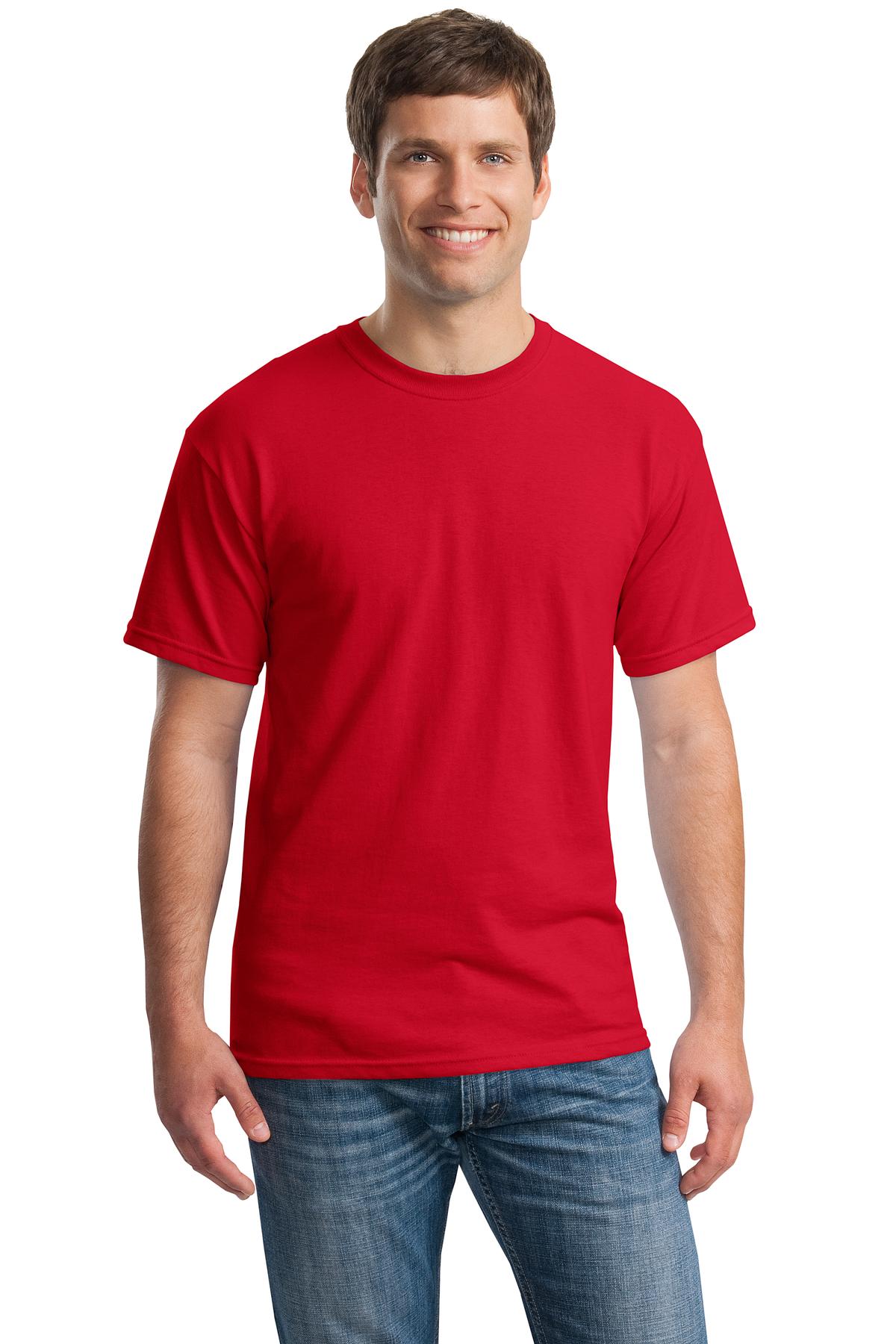 Front View of Red Gildan - Heavy Cotton 100% Cotton T-Shirt. 5000