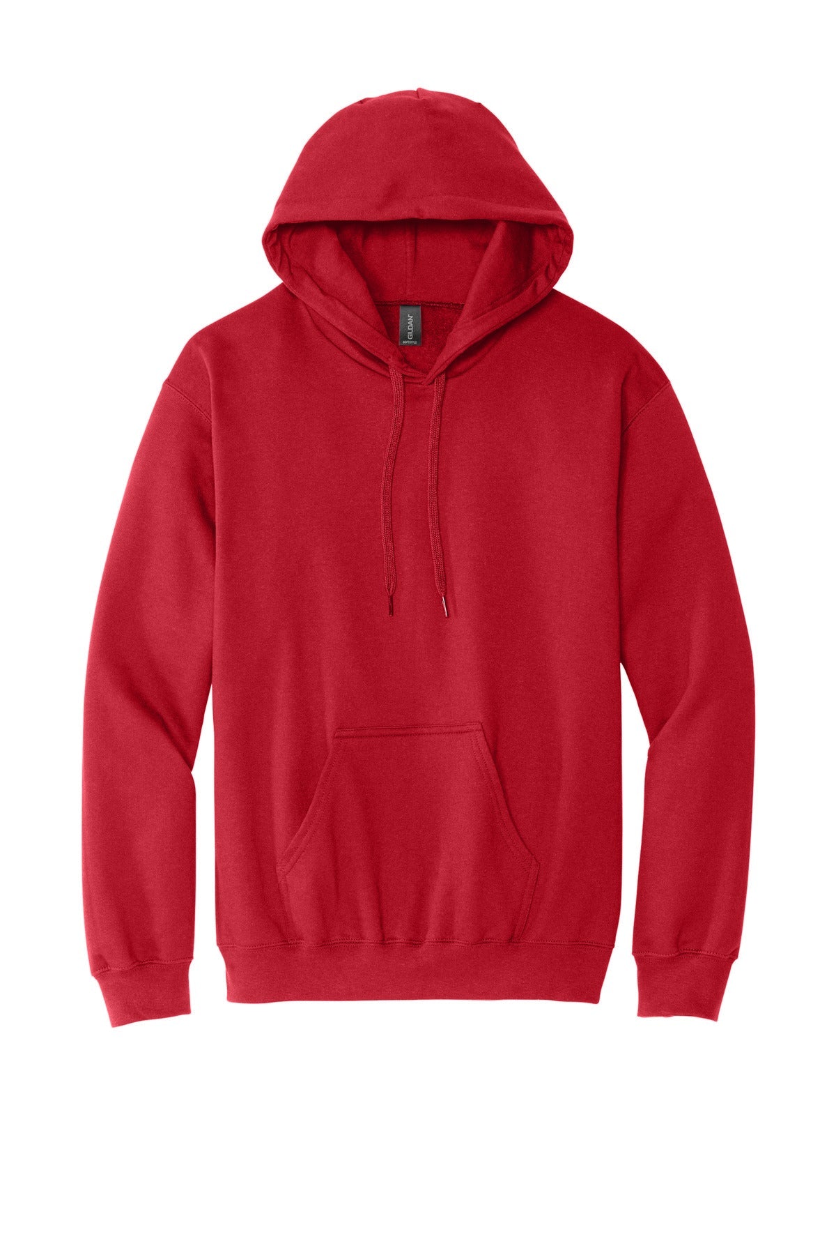 Front View of Red Gildan Softstyle Midweight Pullover Hooded Sweatshirt SF500
