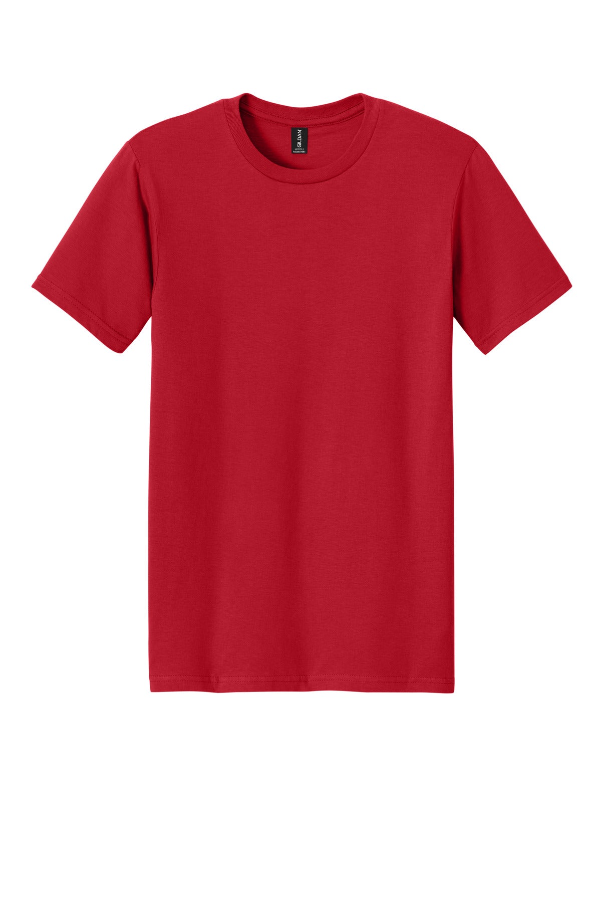 Front View of Red Gildan Softstyle Plasma Print Tee 64PLSMA