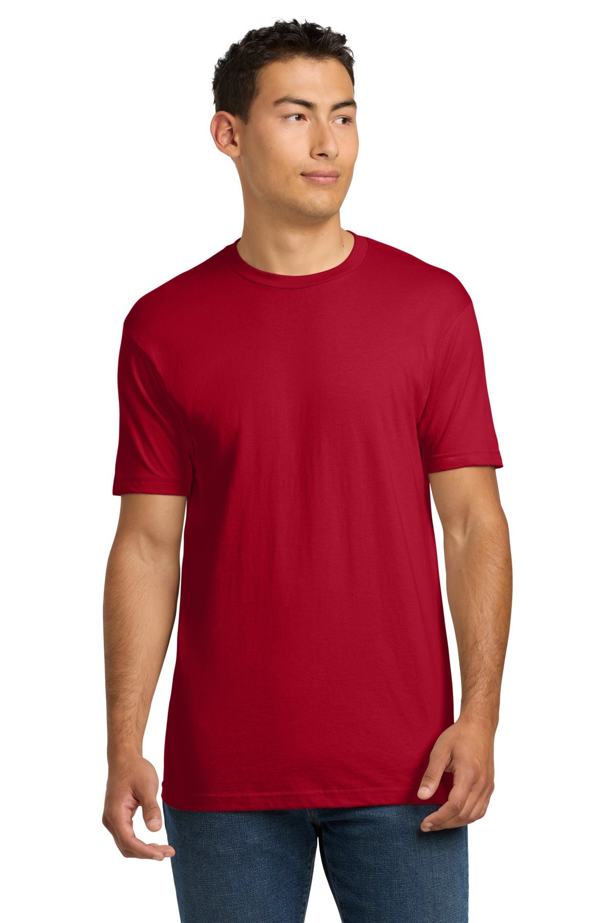 Front View of Red Next Level Apparel Adult Cotton Tee. NL3600