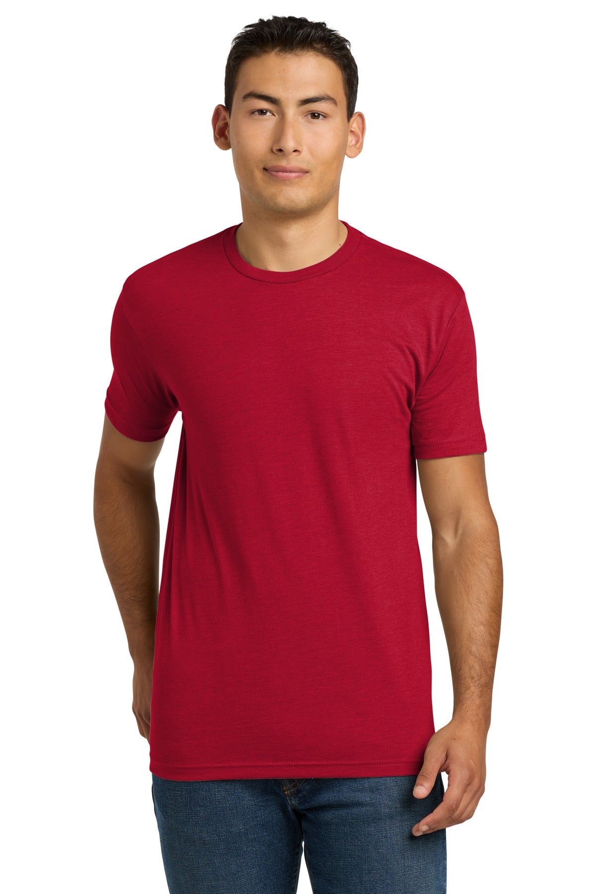 Front View of Red Next Level Apparel Adult CVC Tee. NL6210