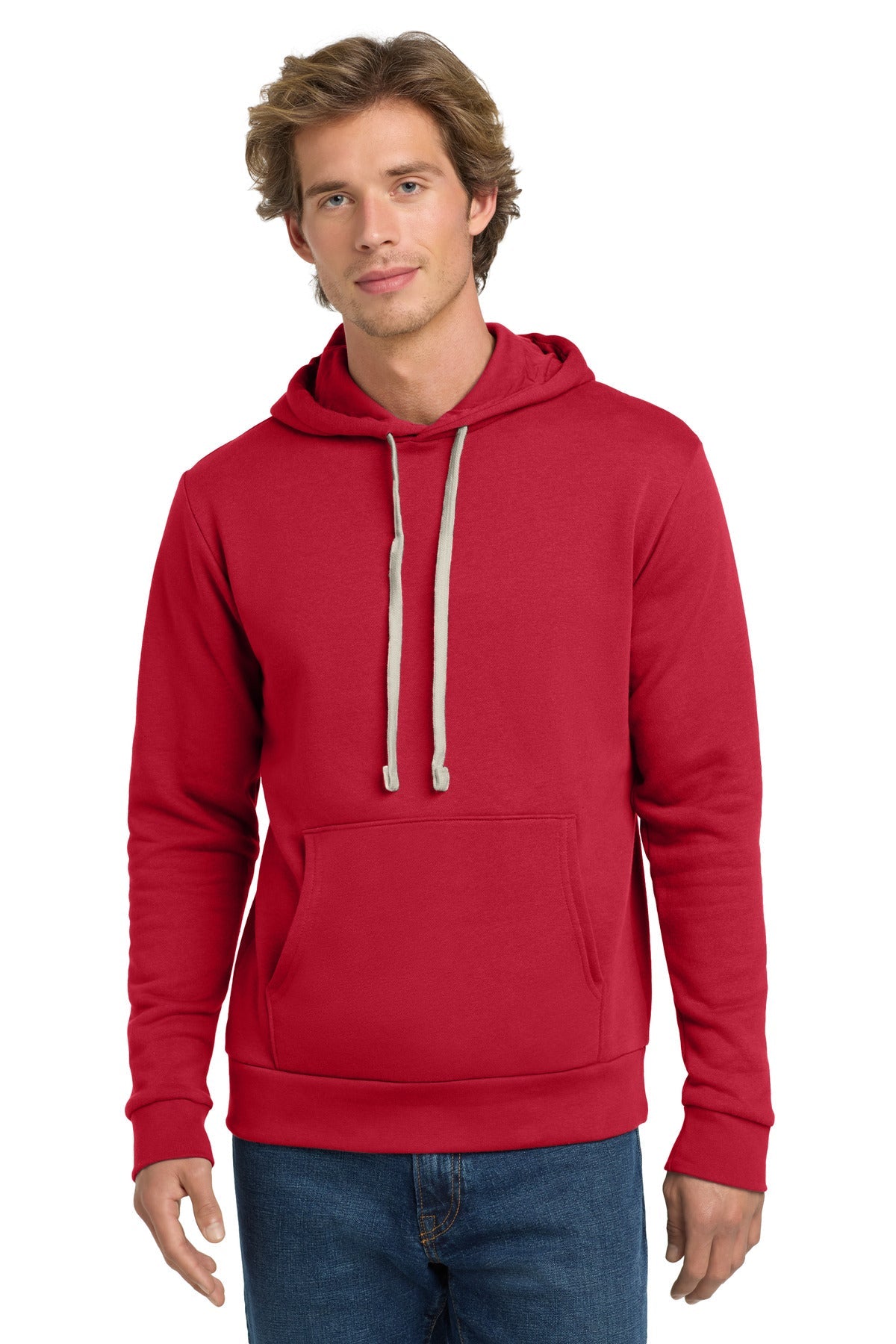 Front View of Red Next Level Apparel Adult Santa Barbara Pullover Hoodie. NL9303