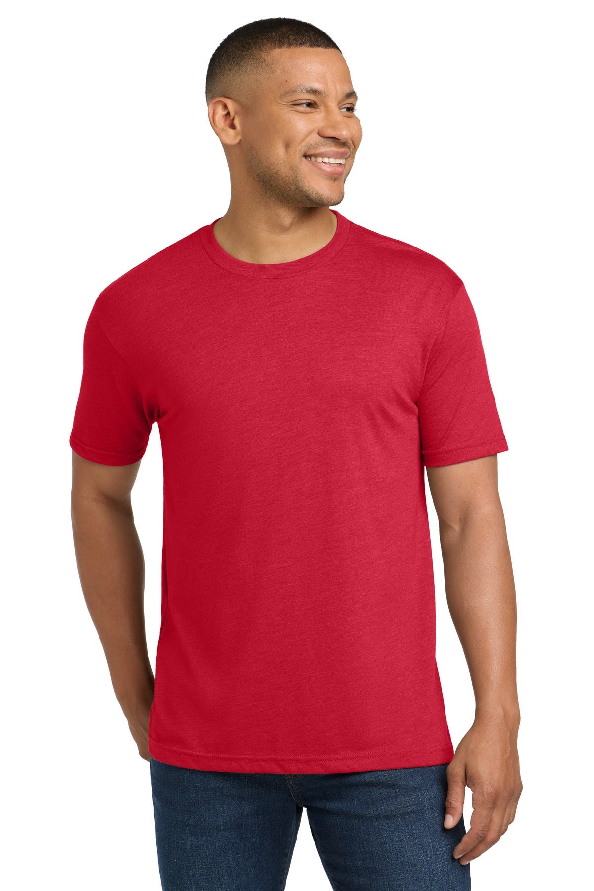 Front View of Red Next Level Apparel Adult Tri-Blend Tee. NL6010
