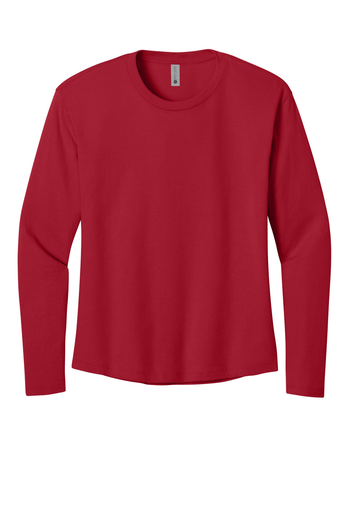 Front View of Red Next Level Apparel Women's Cotton Relaxed Long Sleeve Tee NL3911