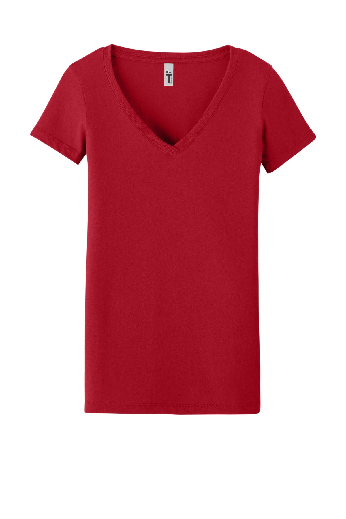 Front View of Red Next Level Apparel Women's Ideal V-Neck Tee NL1540