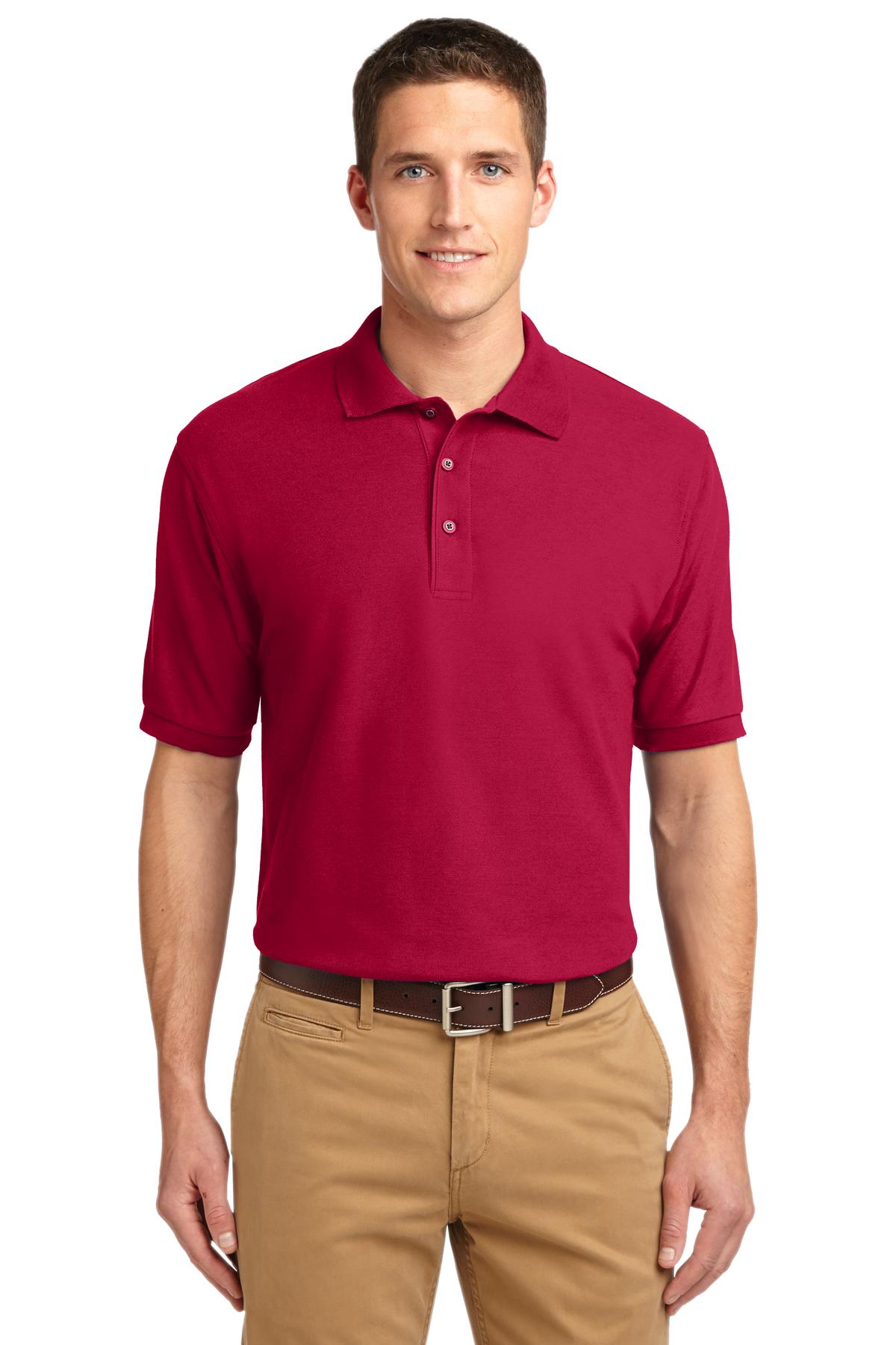 Front View of Red Port Authority Extended Size Silk Touch Polo K500ES