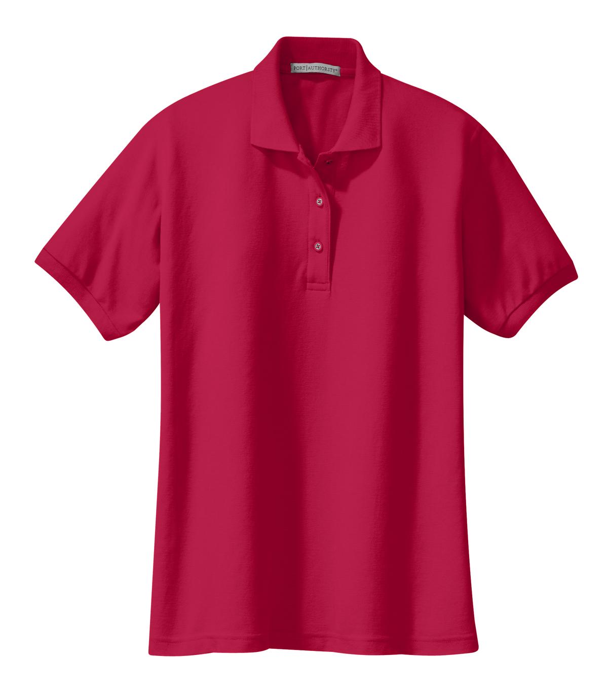 Front View of Red Port Authority Women's Silk Touch Polo. L500
