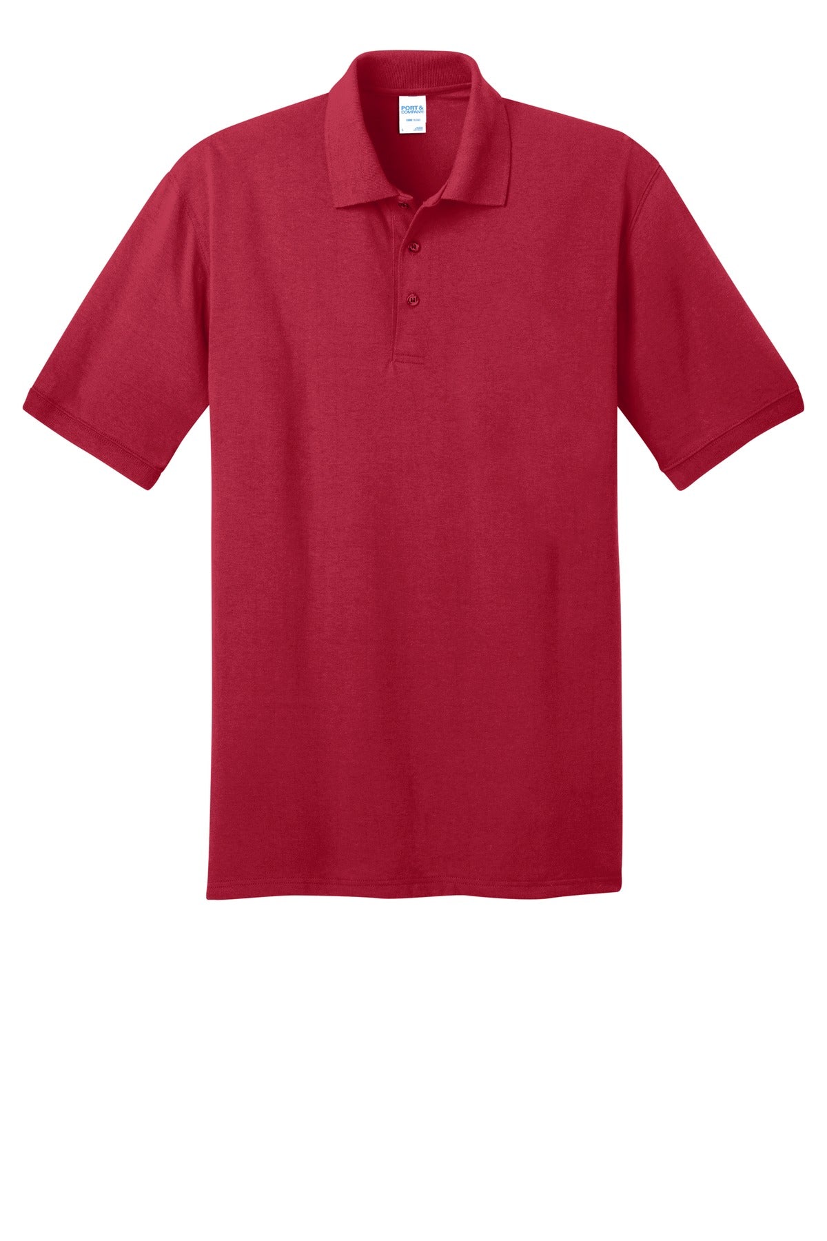 Front View of Red Port & Co Core Blend Jersey Knit Polo. KP55
