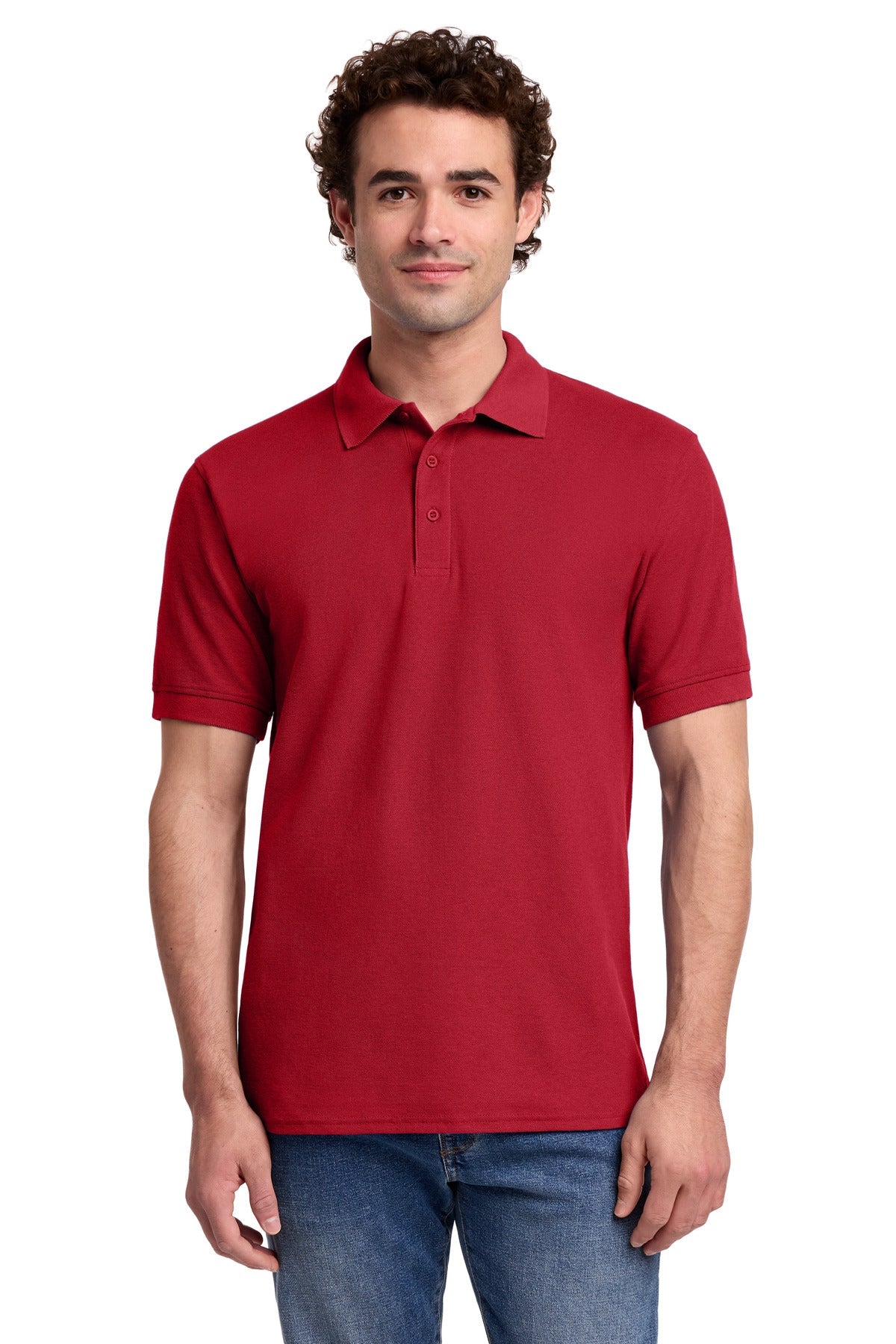 Front View of Red Port & Co Core Blend Pique Polo. KP155