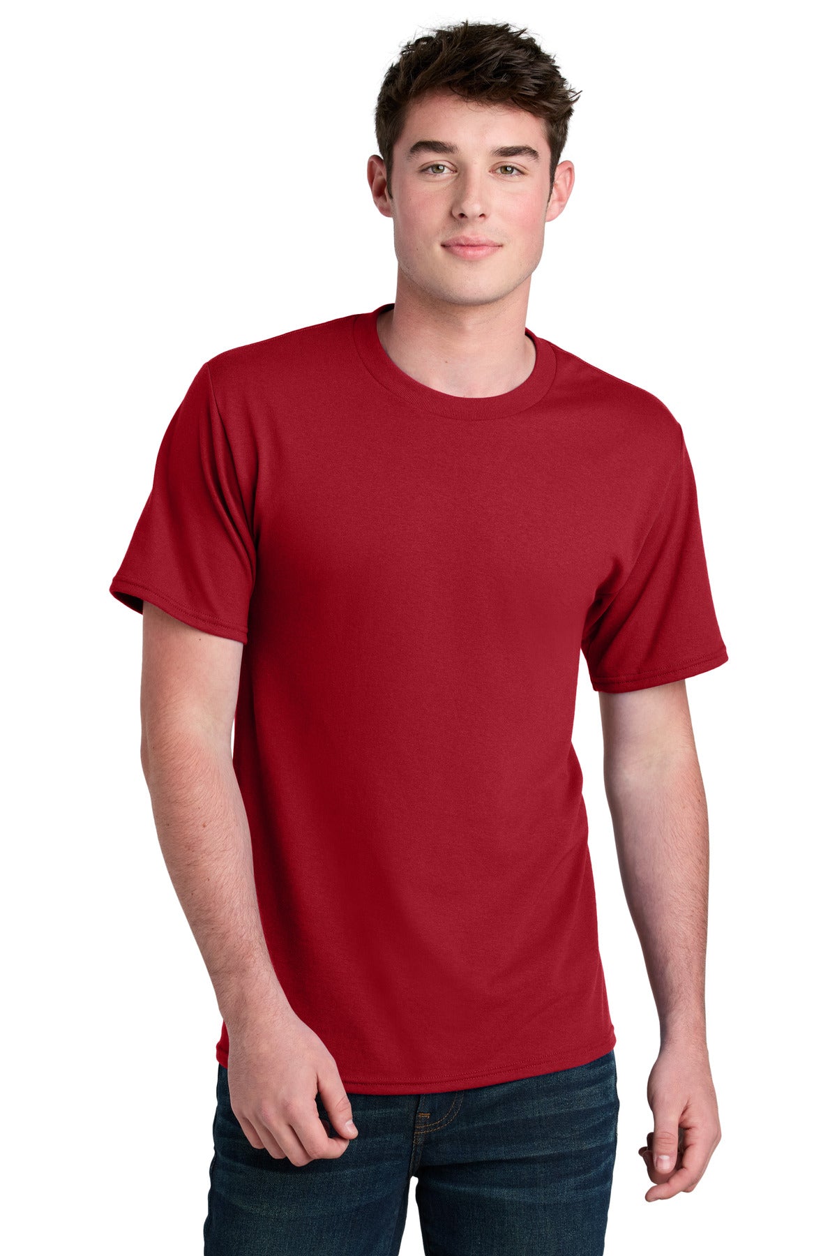 Front View of Red Port & Co Core Blend Recycled Tee PC01