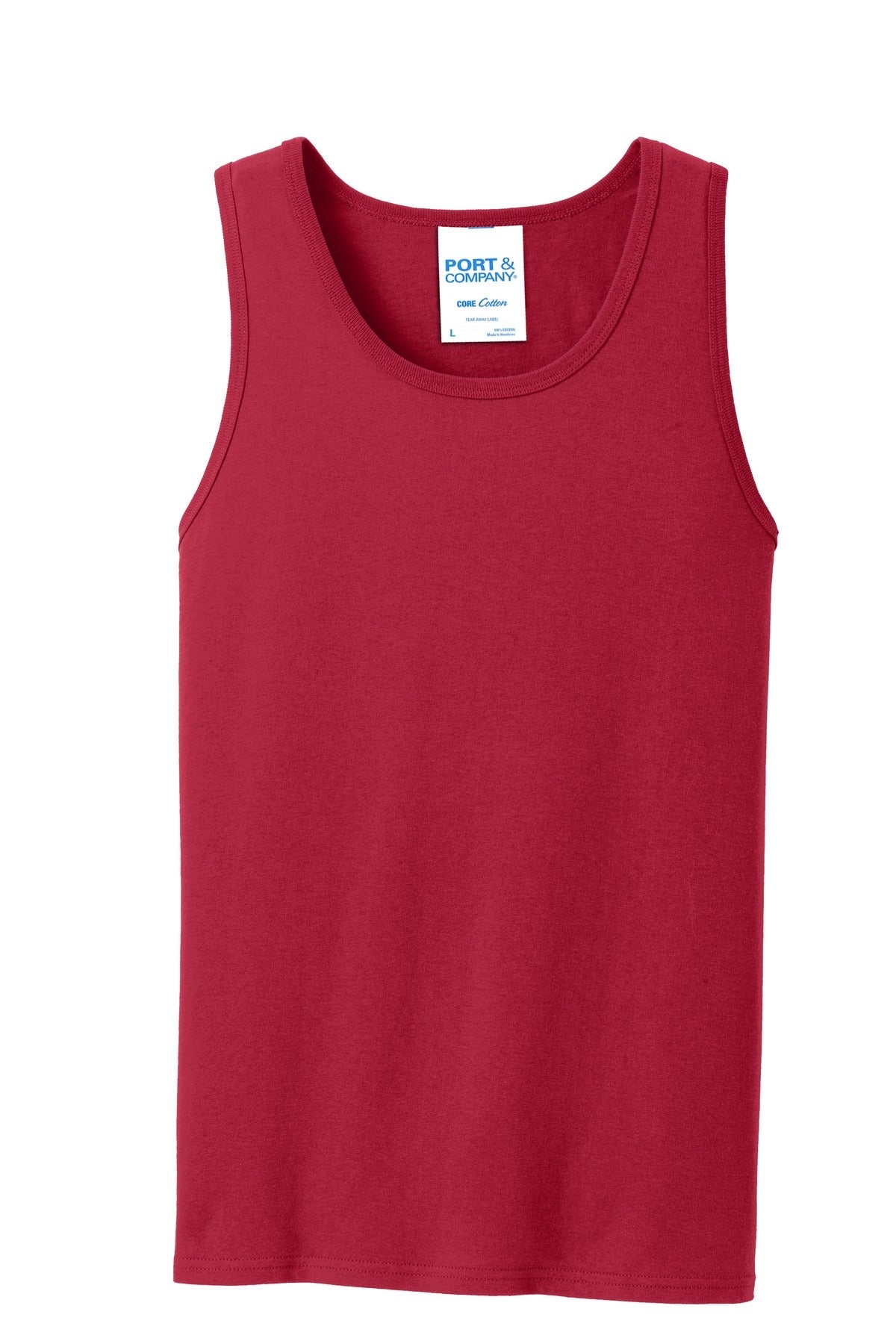 Front View of Red Port & Co Core Cotton Tank Top. PC54TT