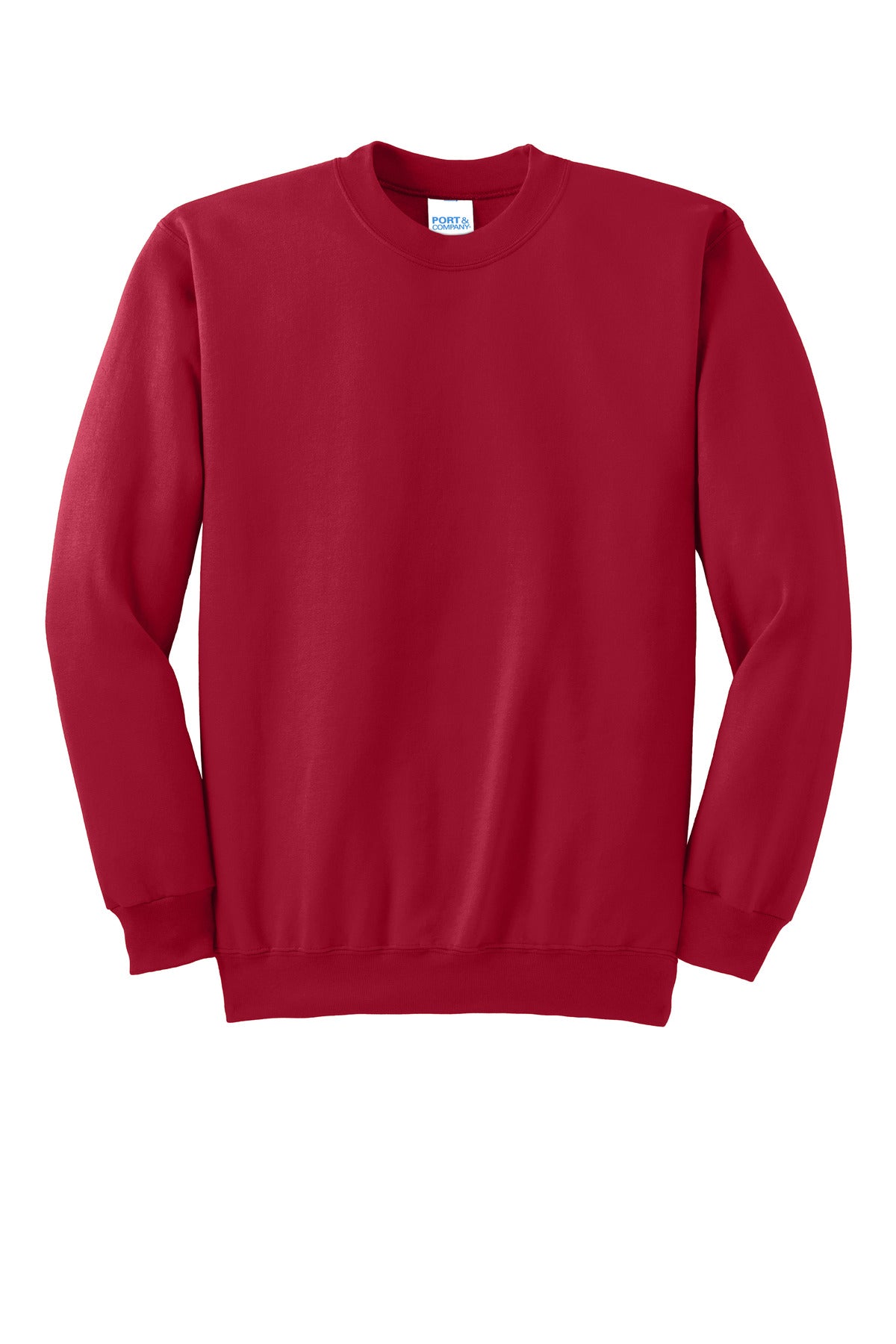 Front View of Red Port & Co Essential Fleece Crewneck Sweatshirt. PC90