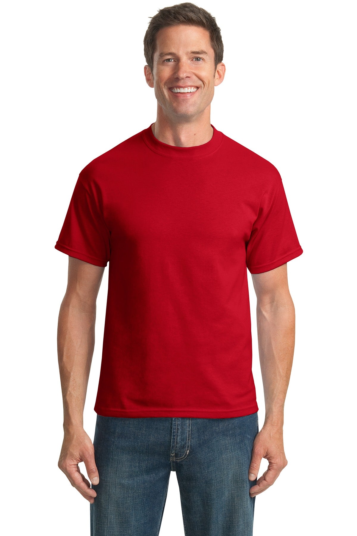 Front View of Red Port & Co Tall Core Blend Tee. PC55T