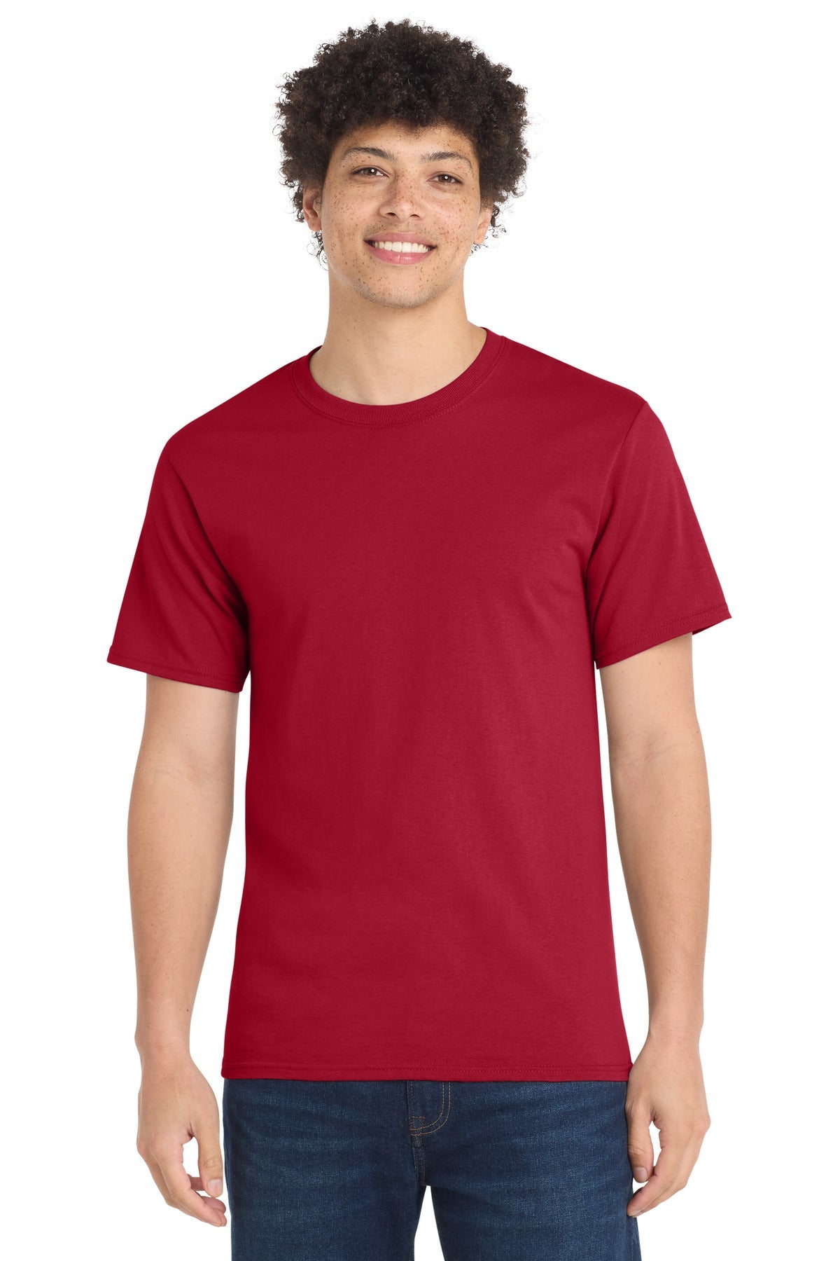 Front View of Red Port & Co Tall Essential Tee. PC61T