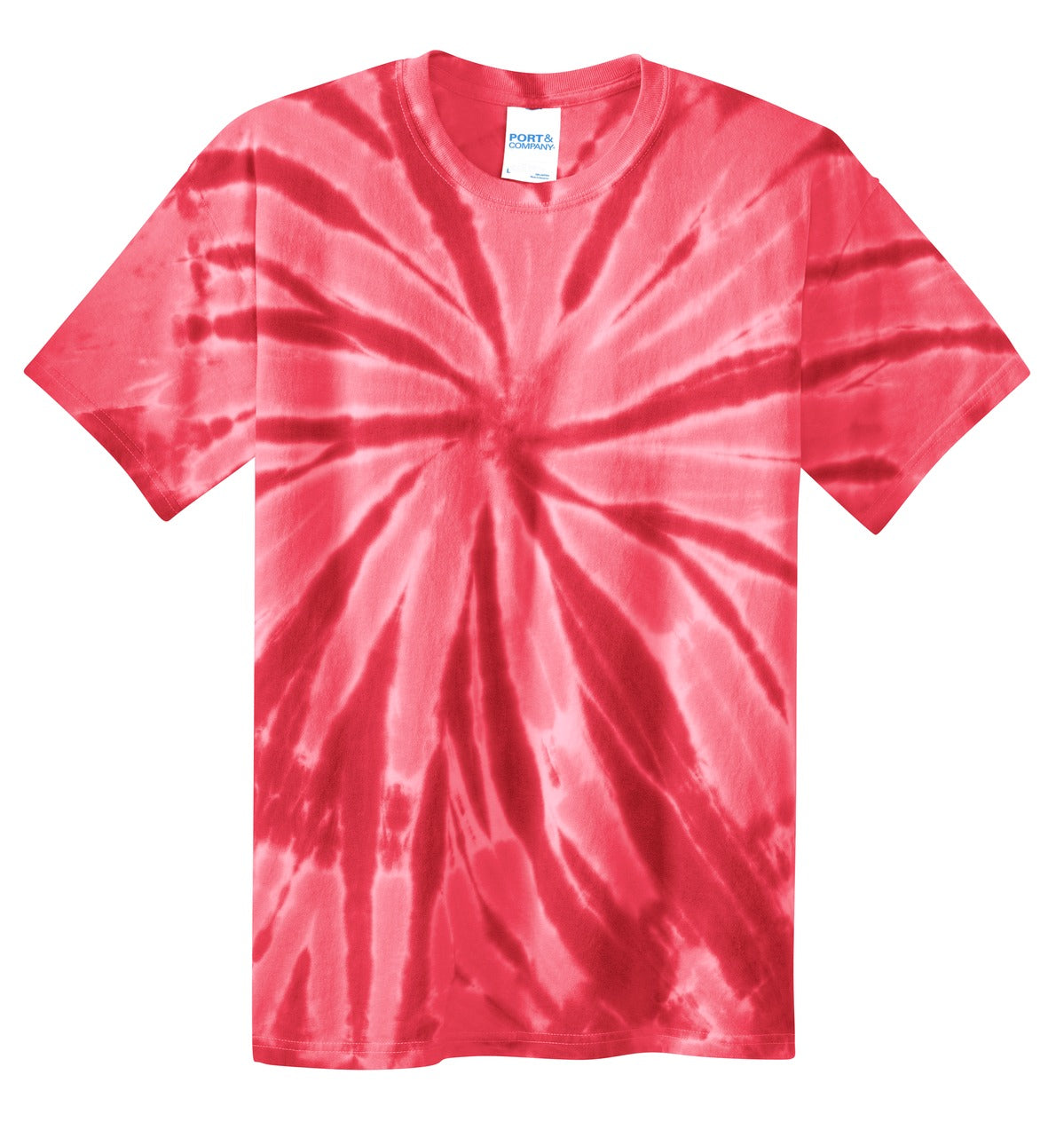 Front View of Red Port & Co Tie-Dye Tee. PC147