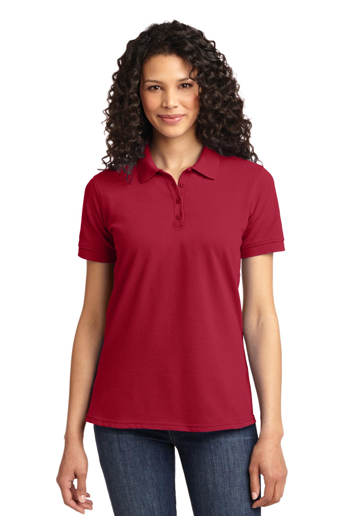 Front View of Red Port & Co Women's Core Blend Pique Polo. LKP155