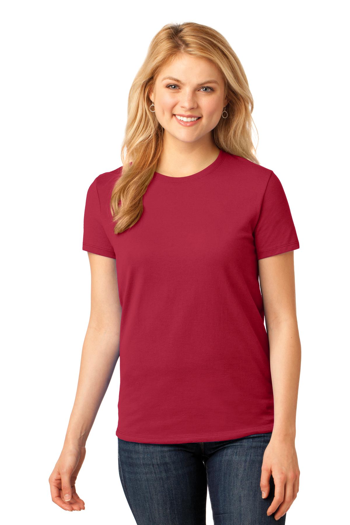 Front View of Red Port & Co Women's Core Cotton Tee. LPC54