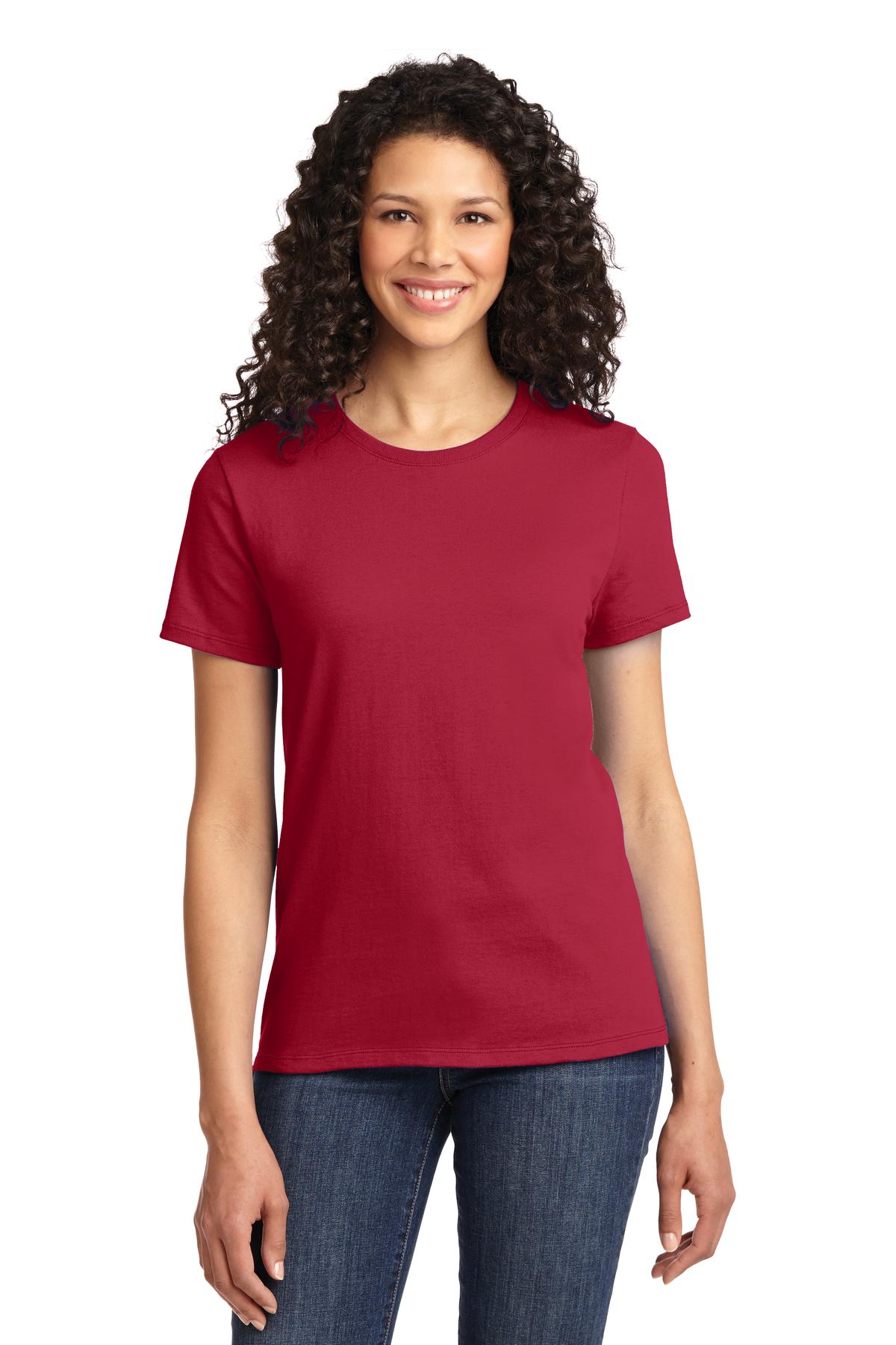 Front View of Red Port & Co Women's Essential Tee. LPC61