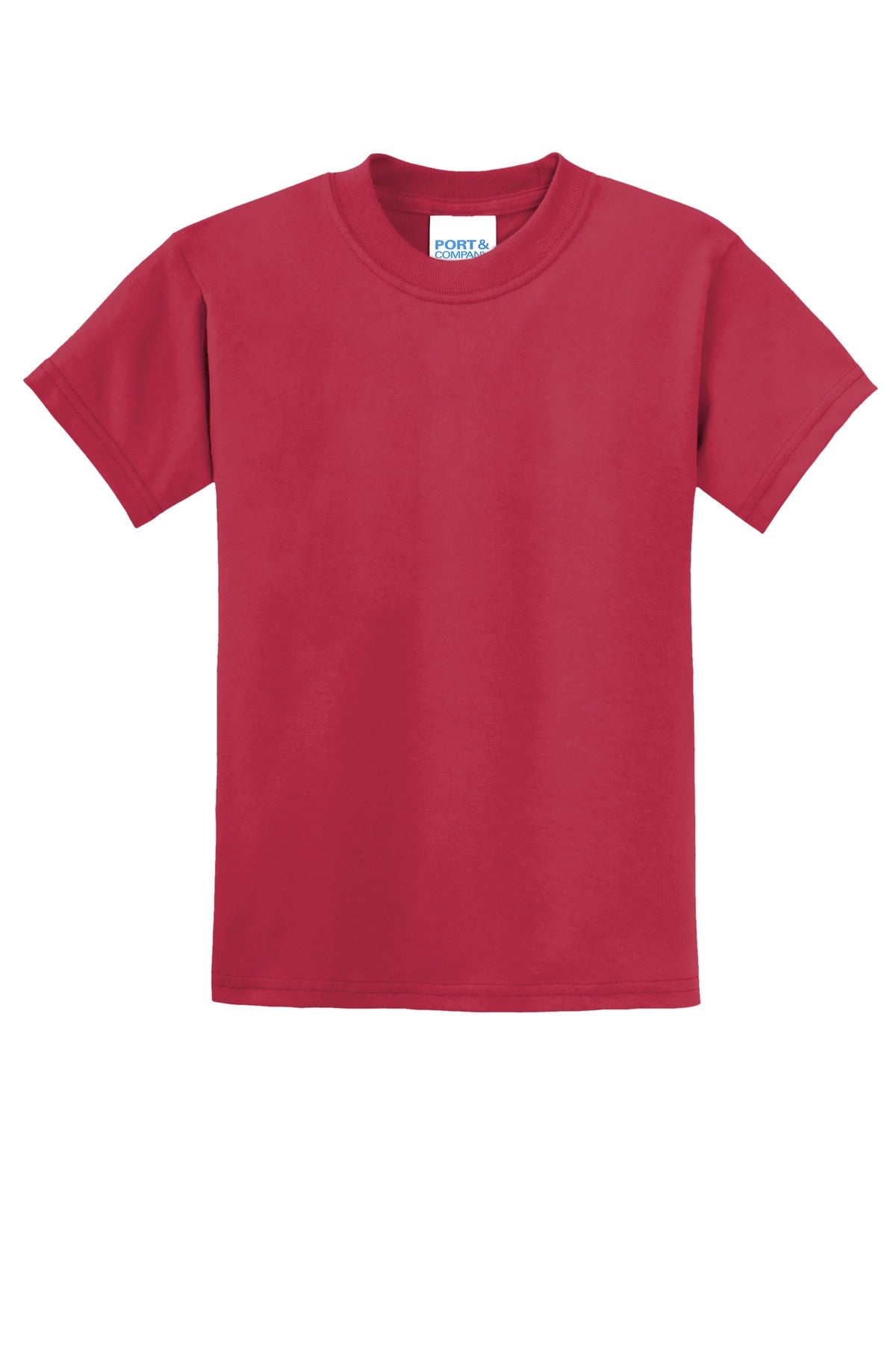 Front View of Red Port & Co Youth Core Blend Tee. PC55Y