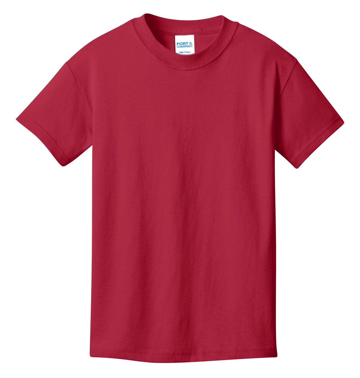 Front View of Red Port & Co Youth Core Cotton Tee. PC54Y