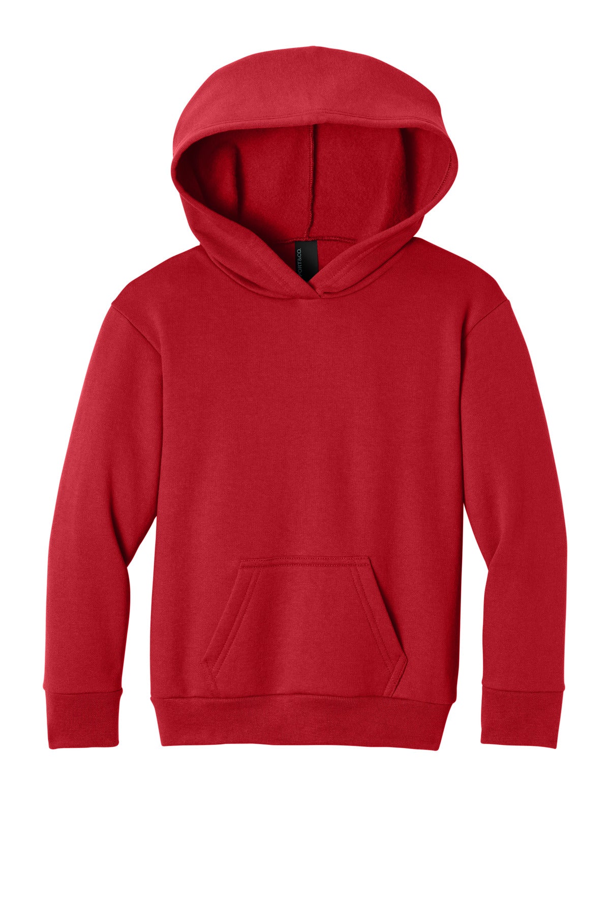 Front View of Red Port & Co Youth Easy Fleece Pullover Hooded Sweatshirt PC68YH