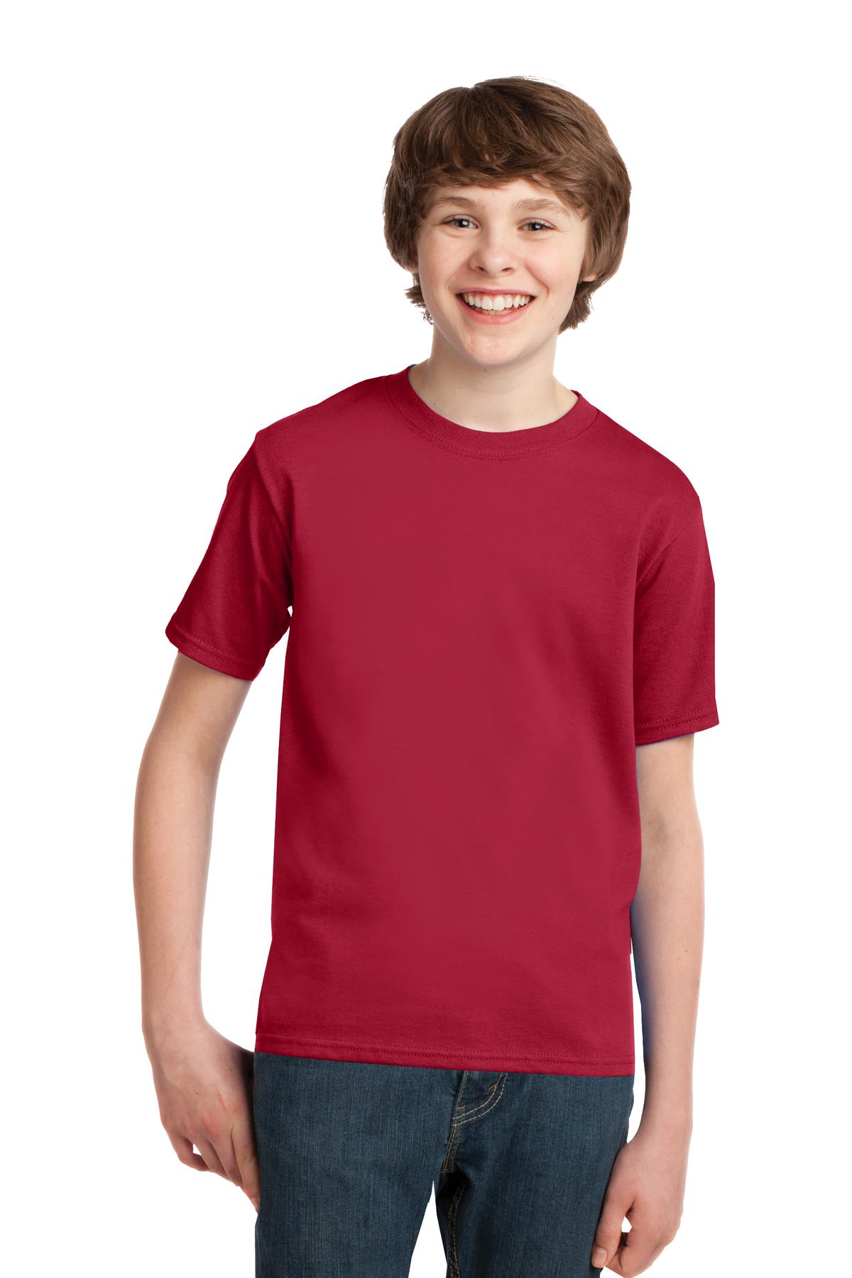 Front View of Red Port & Co Youth Essential Tee. PC61Y