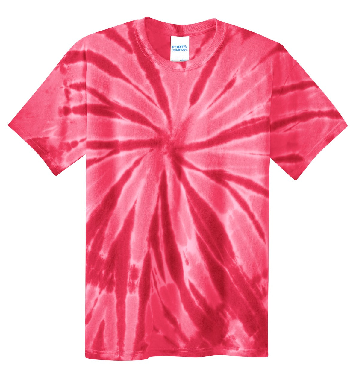 Front View of Red Port & Co Youth Tie-Dye Tee. PC147Y