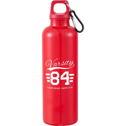 Front View of Red Race 25oz  Recycled Bottle with Carabiner