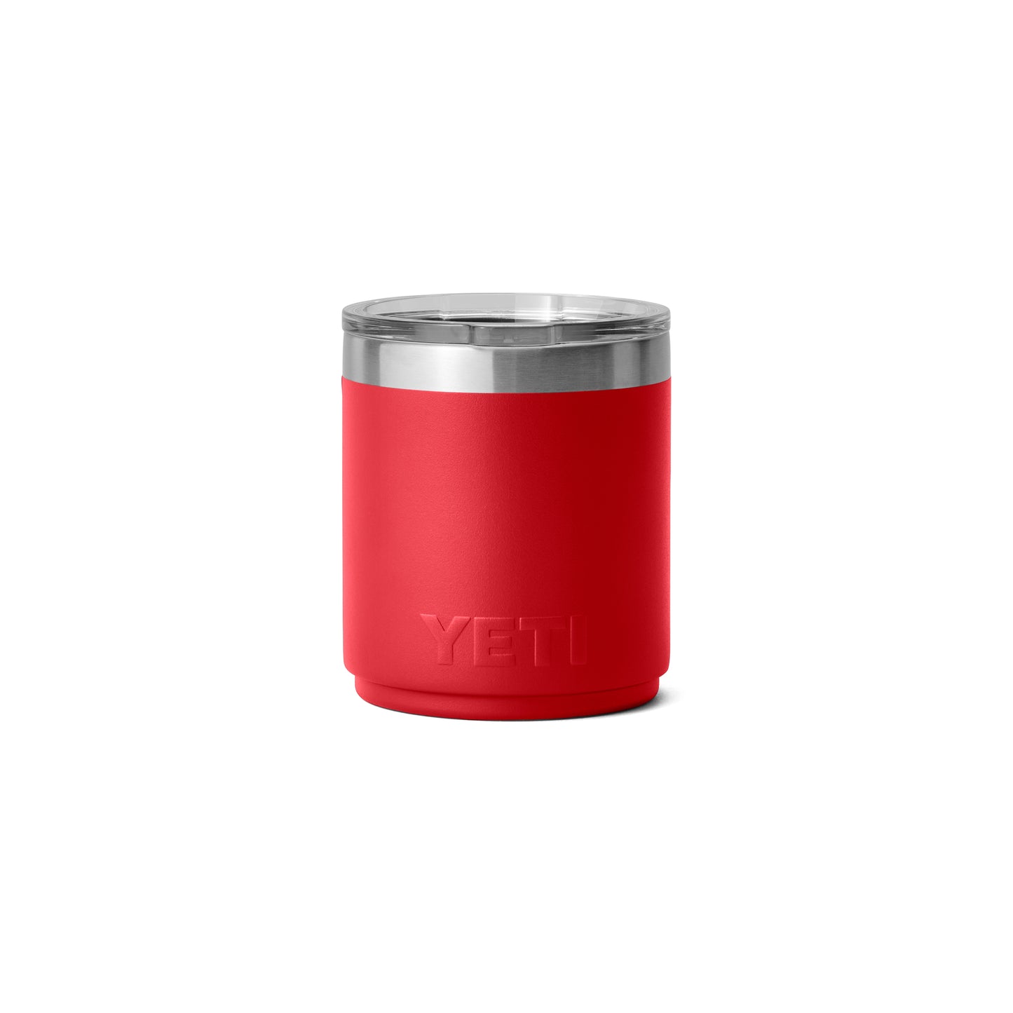 Front View of Red-Rescue Rambler® 10 oz Stackable Lowball with MagSlider™ Lid plain