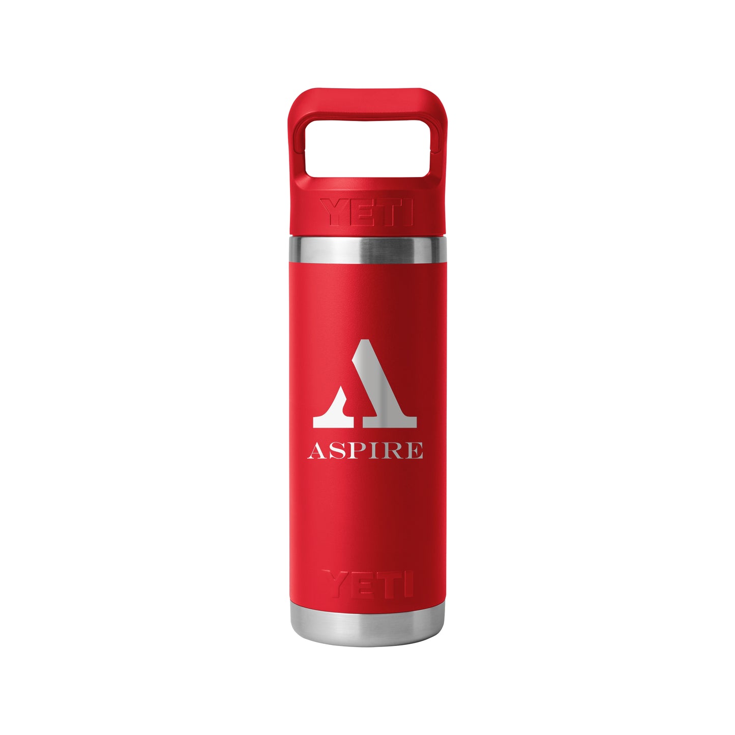 Front View of Red-Rescue Rambler® 18 oz Water Bottle with Color-Matched Straw Cap