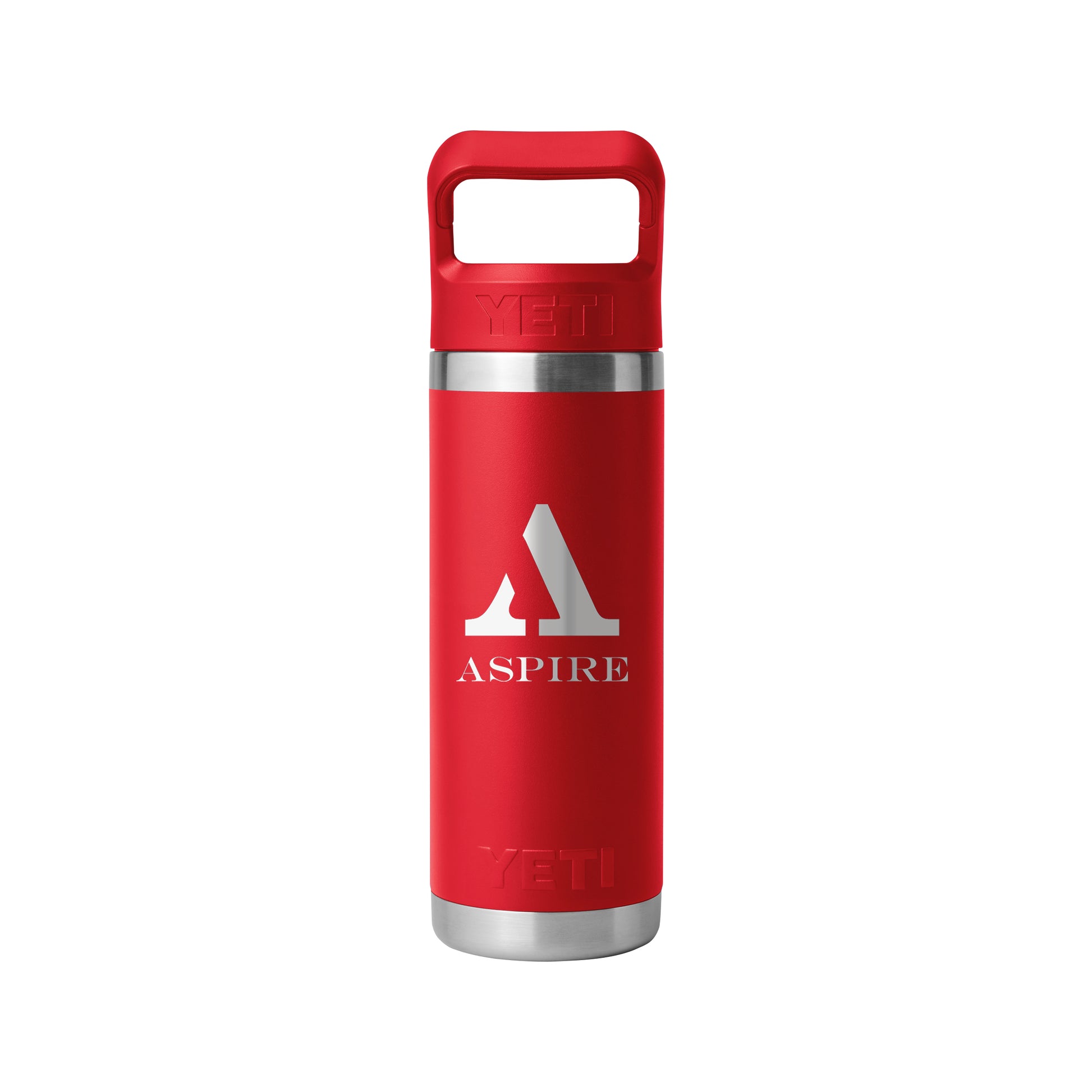 Front View of Red-Rescue Rambler® 18 oz Water Bottle with Color-Matched Straw Cap