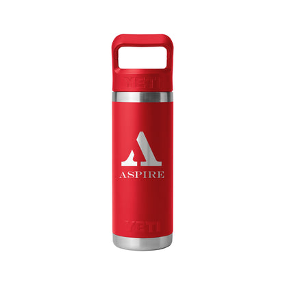 Front View of Red-Rescue Rambler® 18 oz Water Bottle with Color-Matched Straw Cap