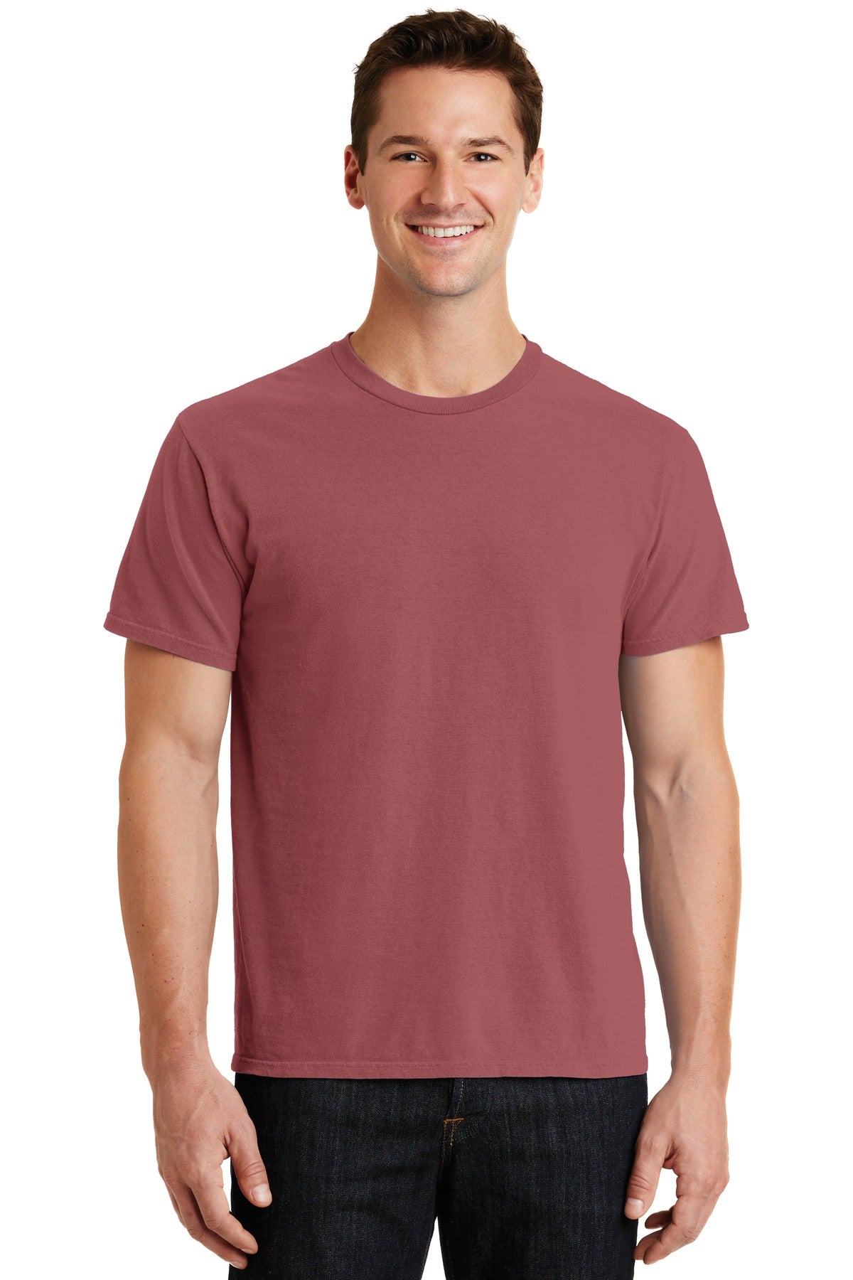 Front View of Red Rock Port & Co Beach Wash Garment-Dyed Tee. PC099