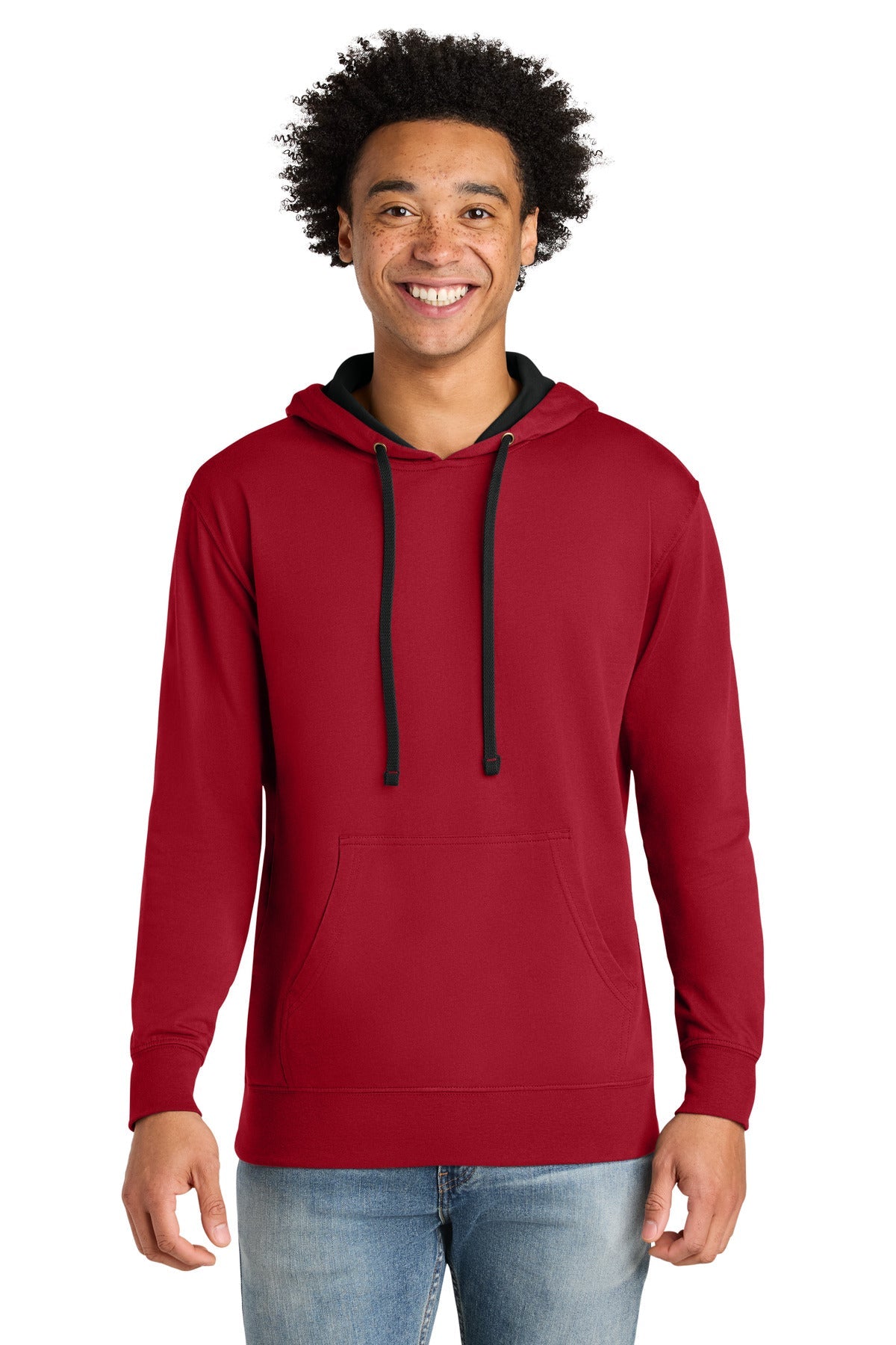 Front View of Red/Black Next Level Apparel Laguna Hoodie NL9301